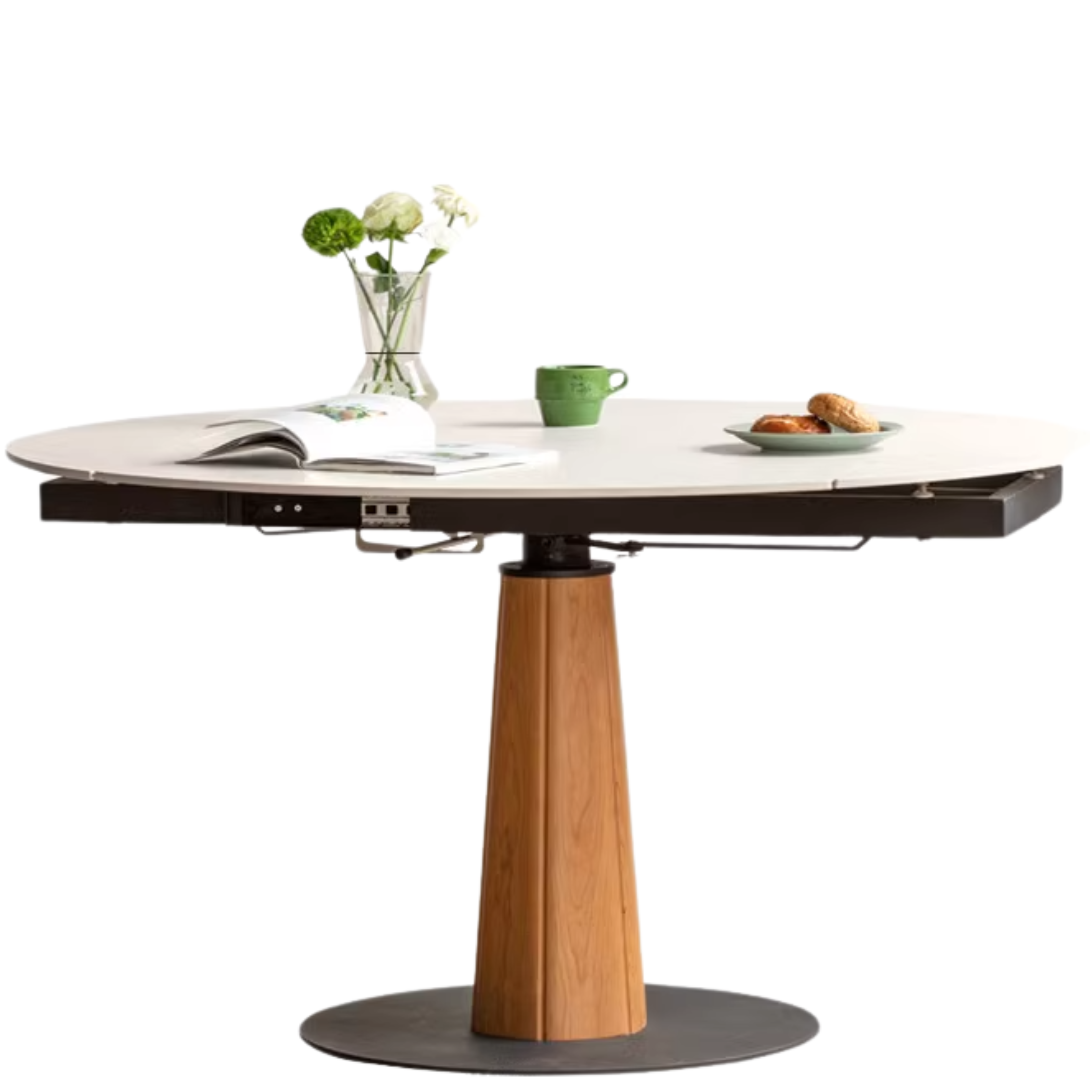 Cherry Solid Wood Folding Retro Rock Plate Dining Table