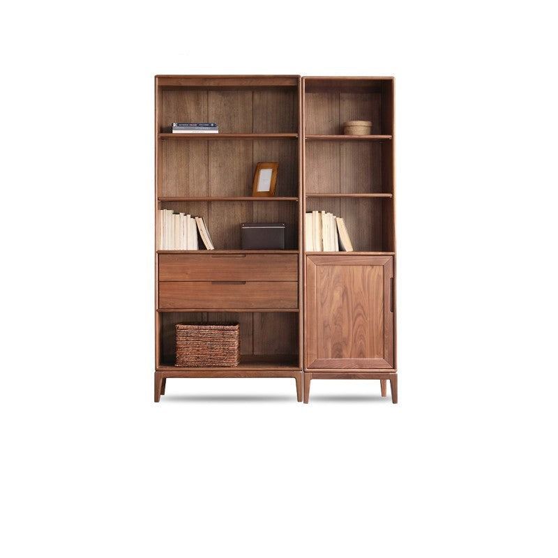 North American black walnut, Ash solid wood combination cdust-proof glass door wall floor-to-ceiling bookshelf<