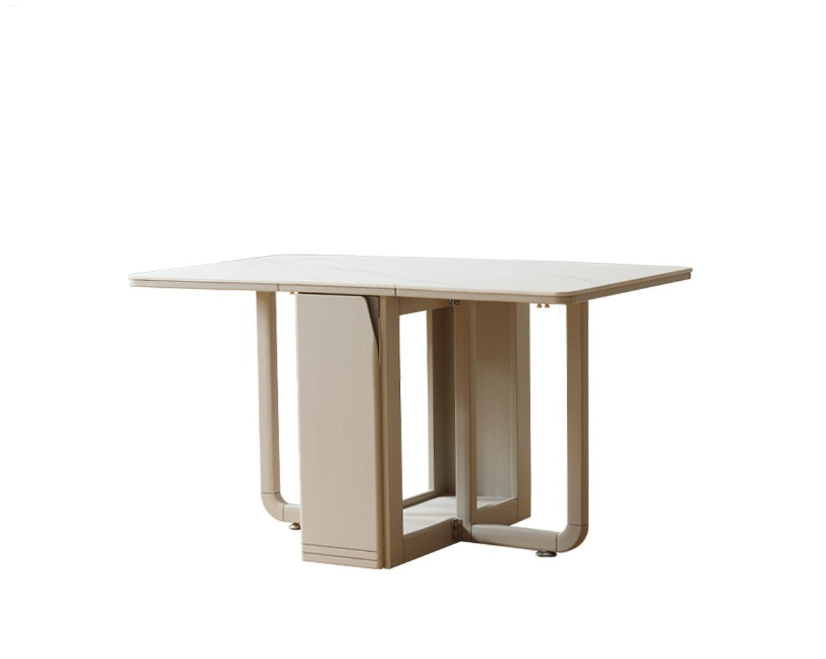 Solid wood slab folding dining table Italian light luxury-