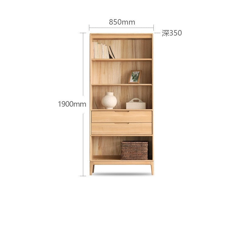 Ash solid wood floor-standing bookcase whole wall free combination bookshelf<