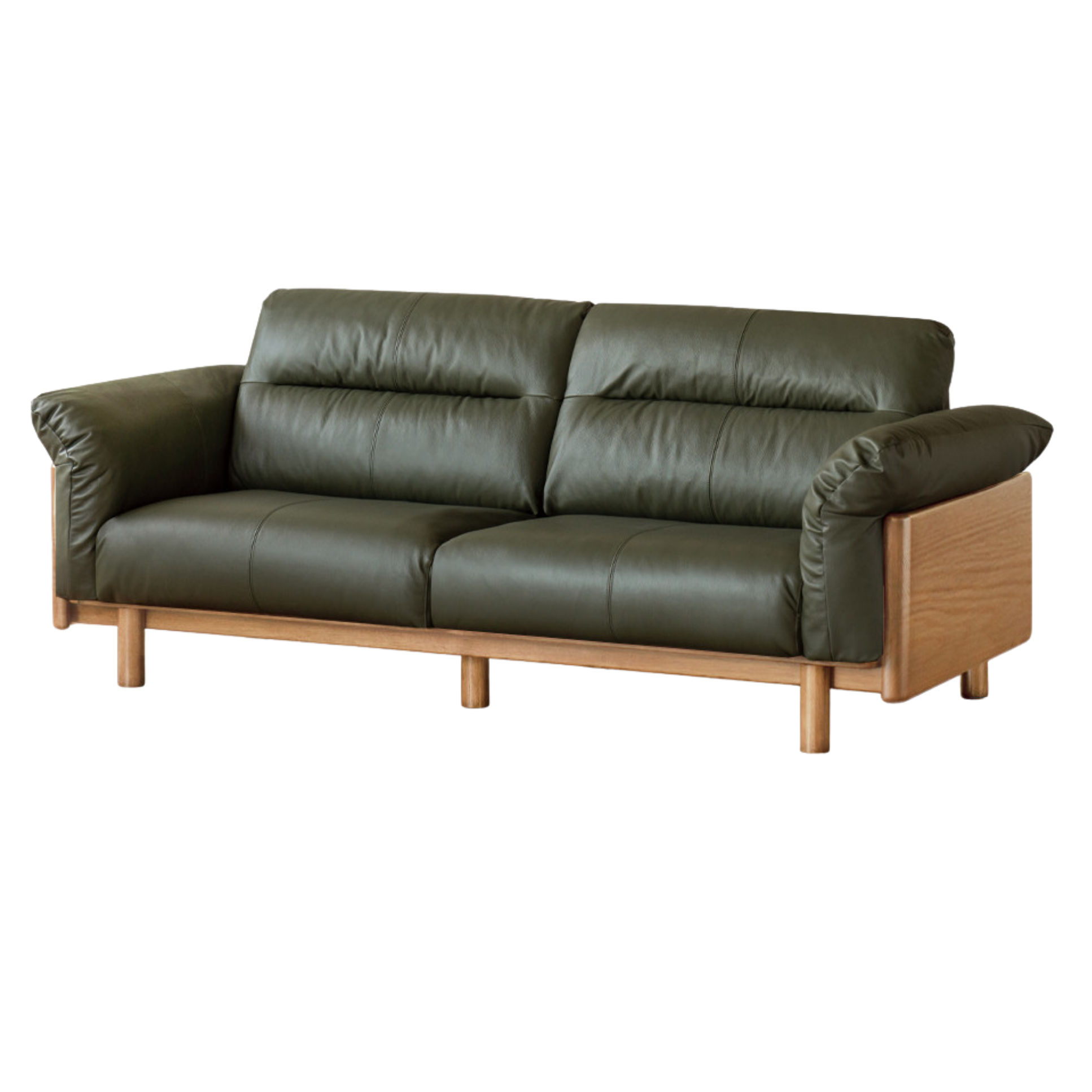 Black Walnut, Oak Solid Wood Sofa Genuine Leather, fabrics