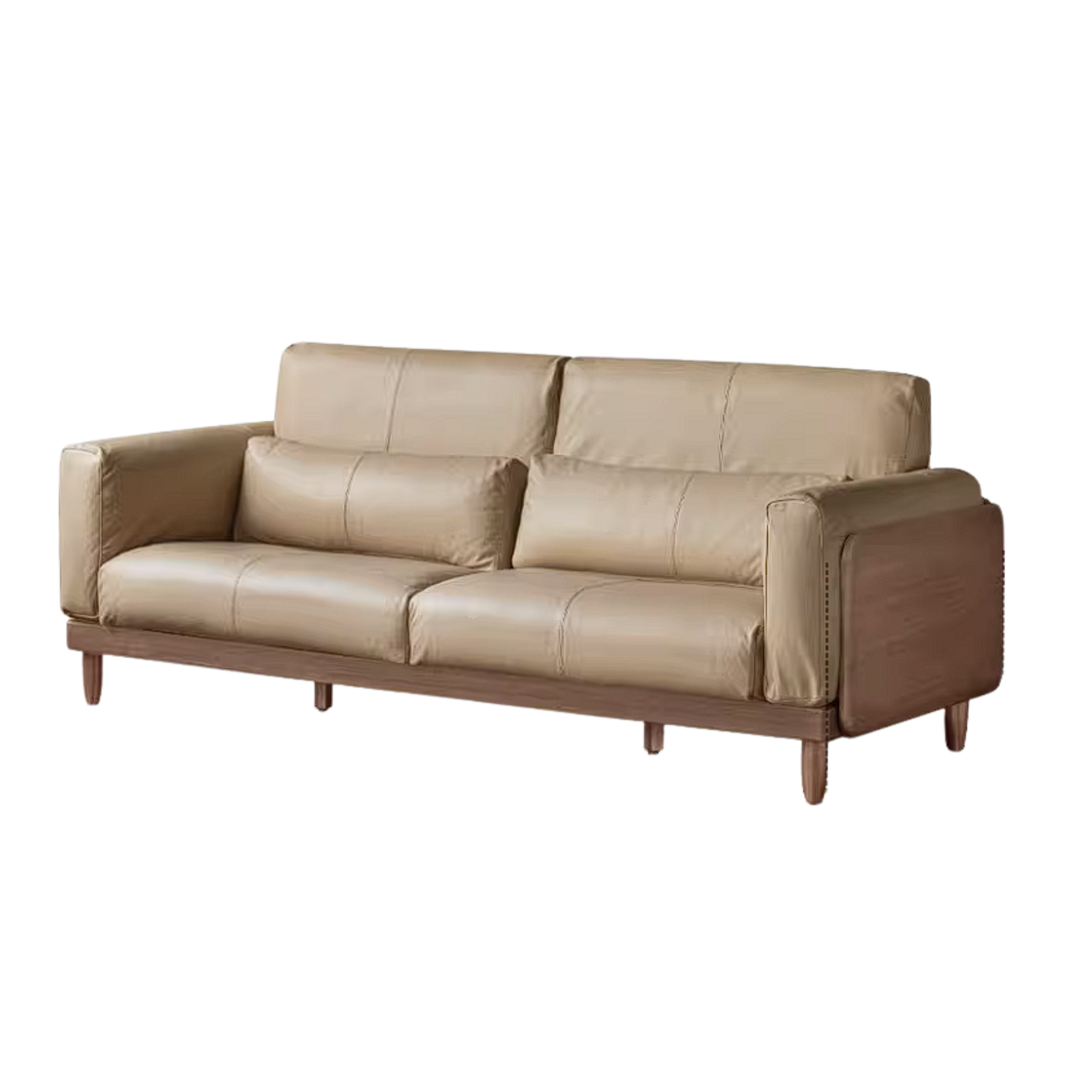Black Walnut, Golden Sandalwood Solid Wood Sofa with Extra-Deep Seat