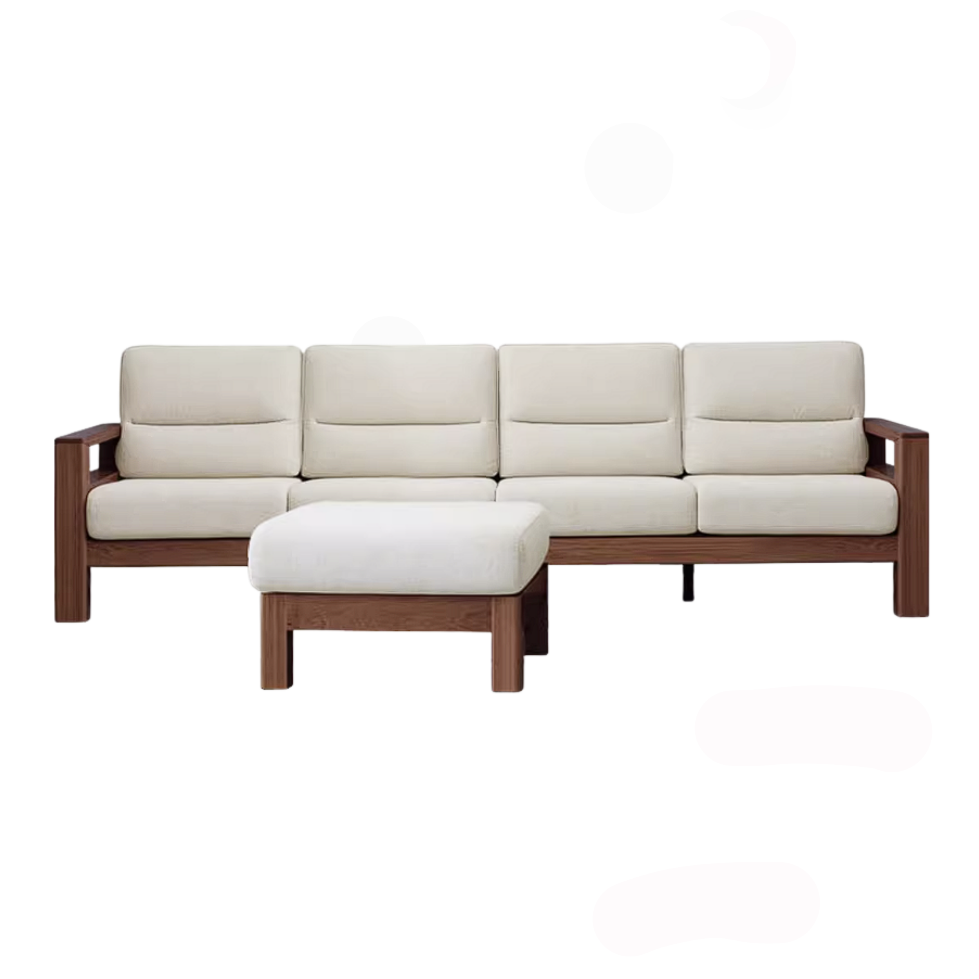 Black Walnut, Ash, Golden Sandalwood Solid Wood Corner Sofa with Fabric Upholstery