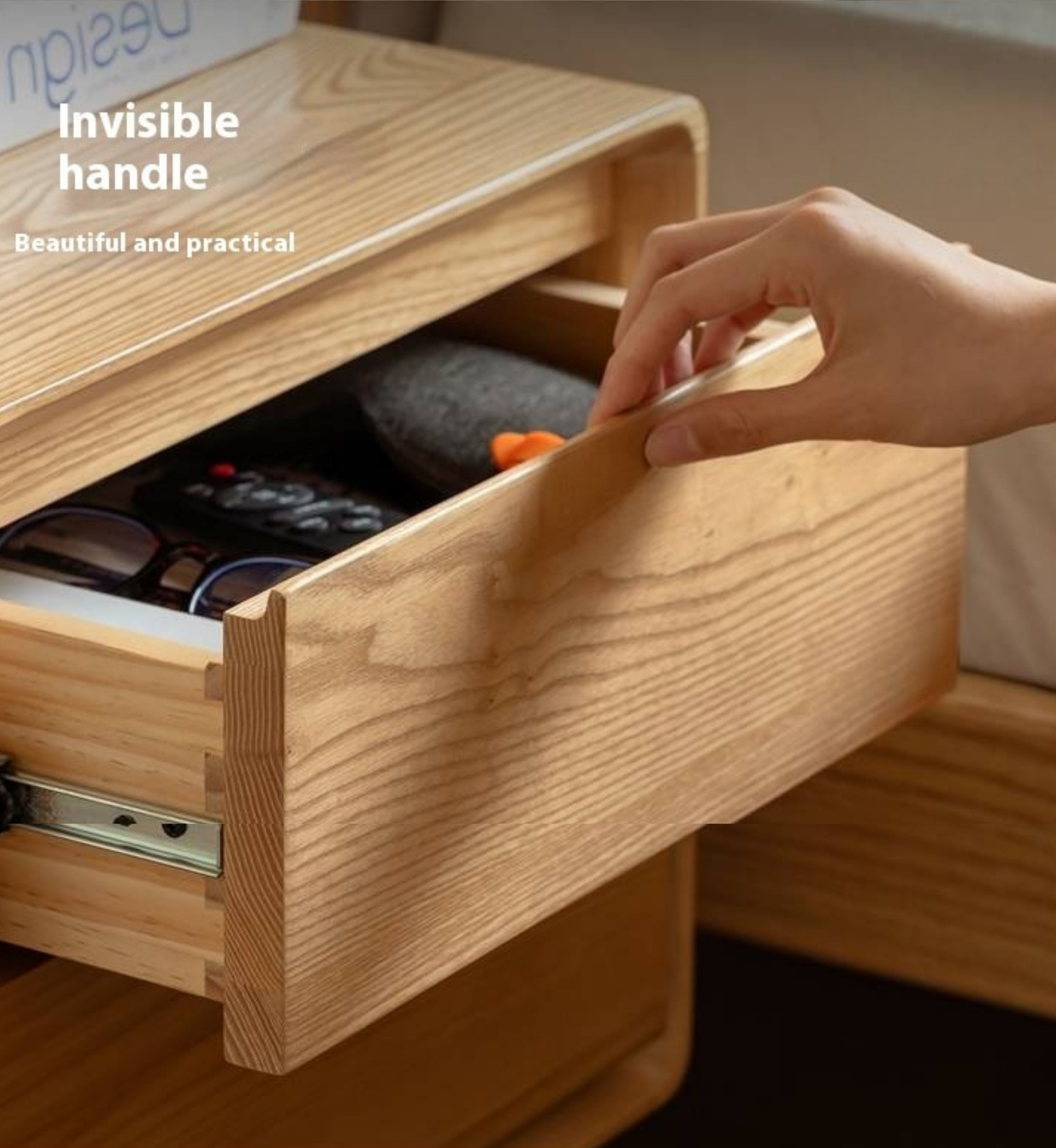 Ash, Oak Solid Wood Modern Nightshand