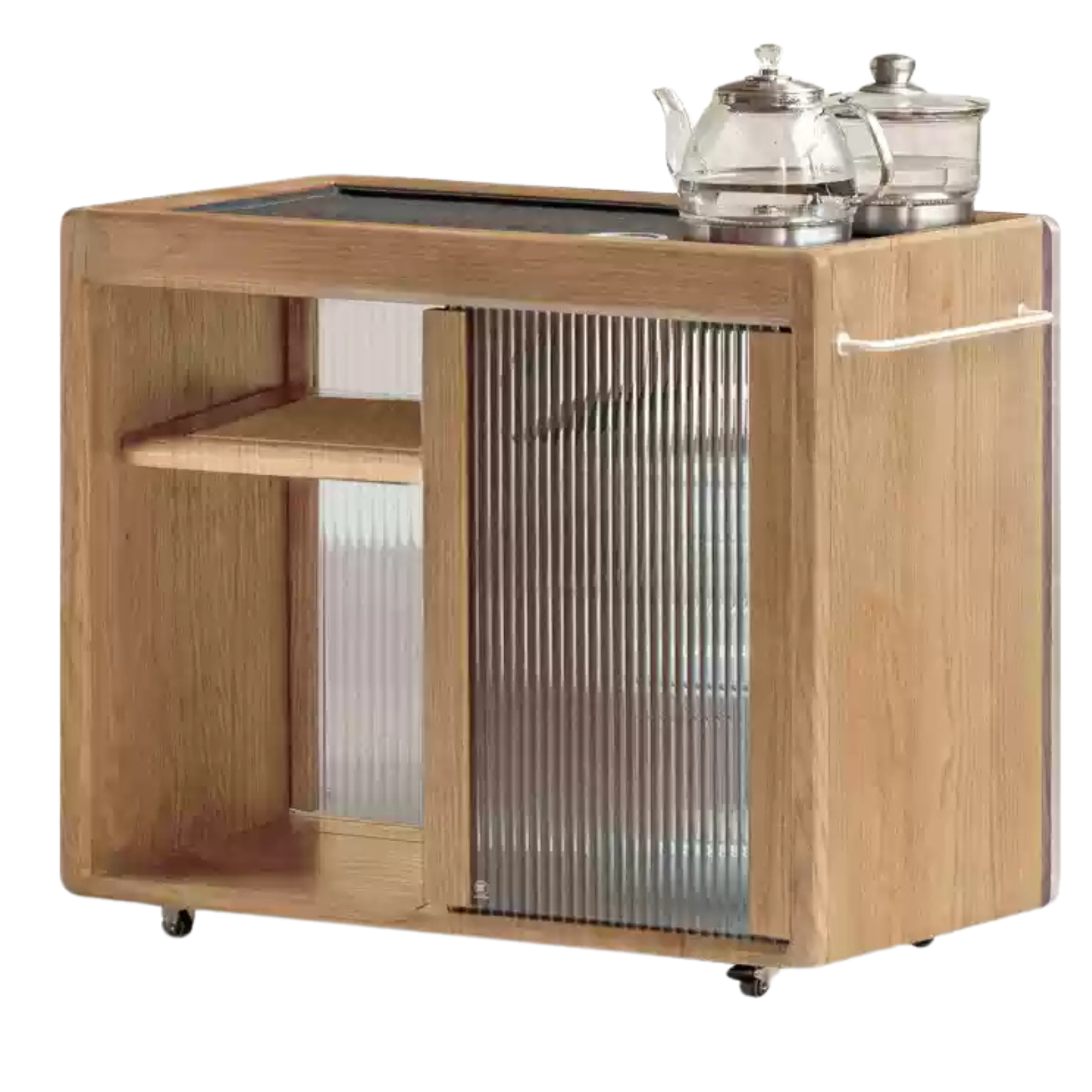 Ash, Oak, Black Walnut Solid Wood Mobile Tea Cabinet