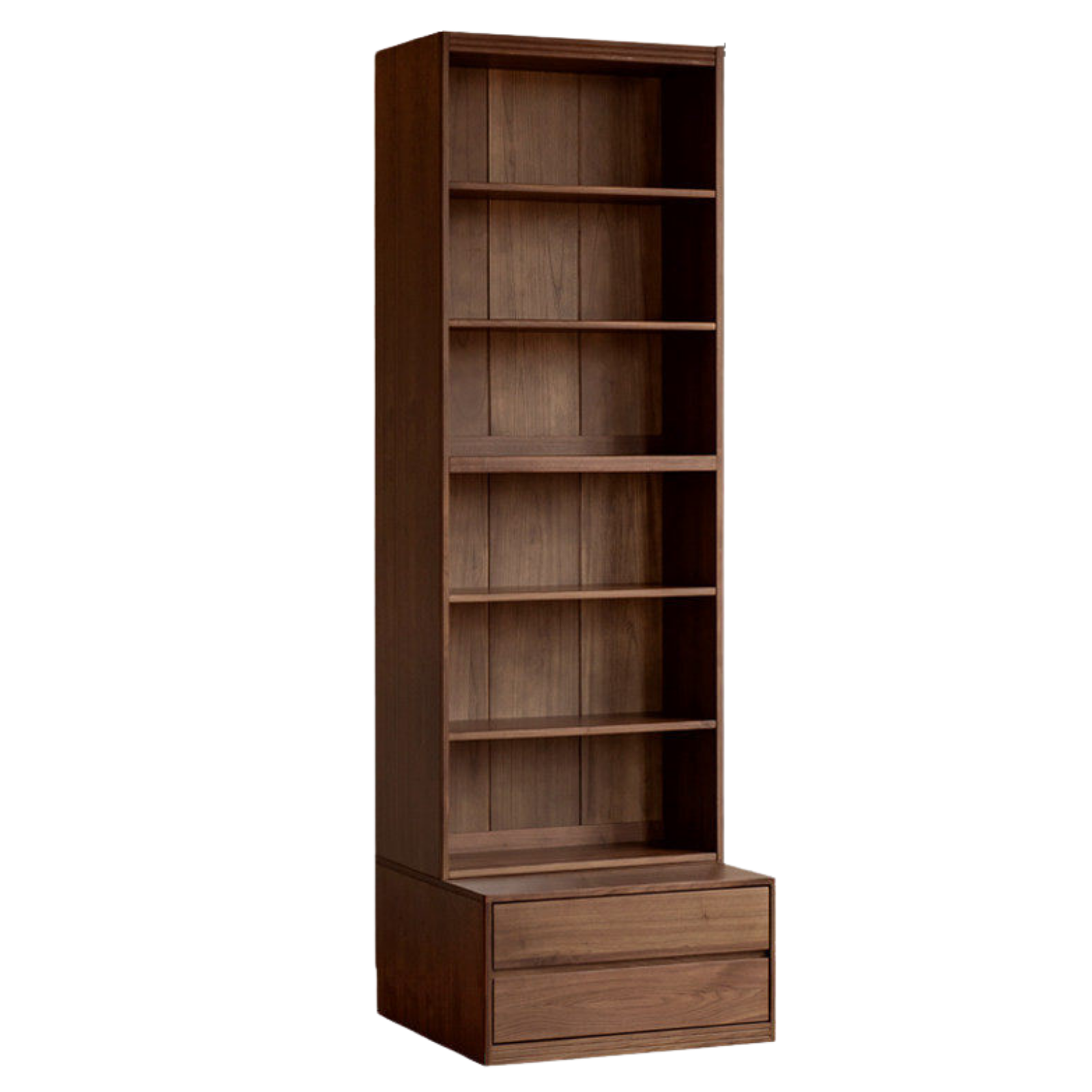 Black Walnut, Sandalwood Solid Wood Light Luxury Combined Bookshelf With Seat