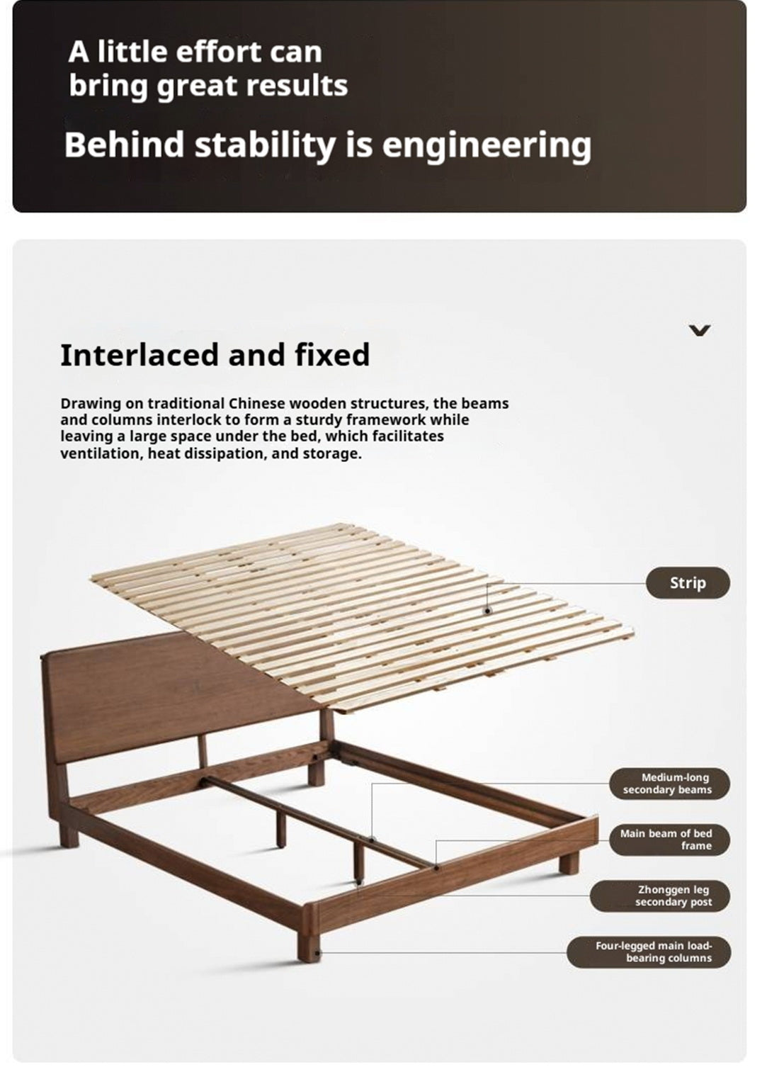 Black Walnut, Teak Solid Wood Bed with High Headboard