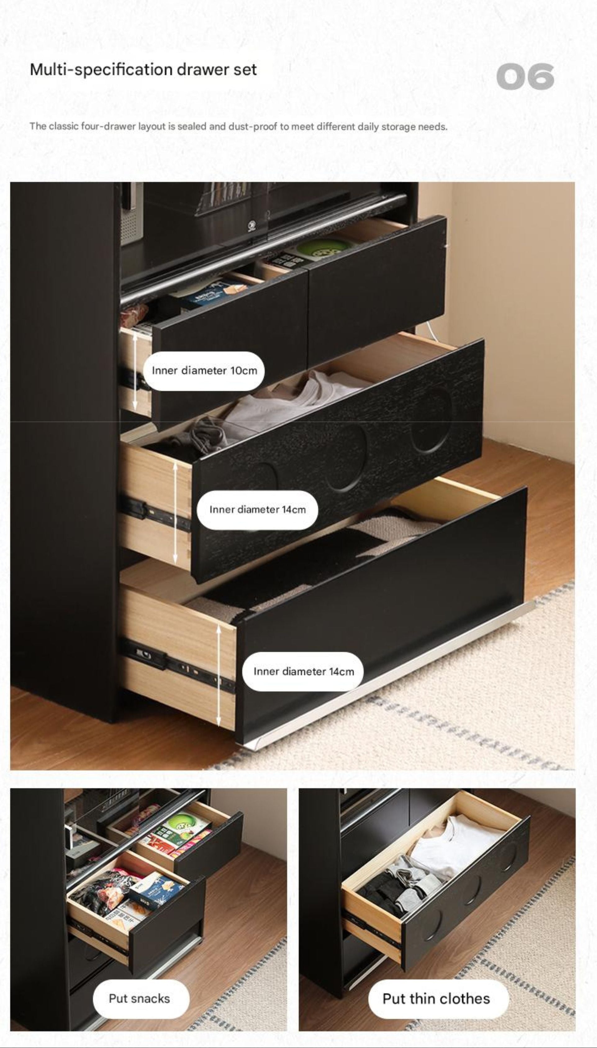 Solid Rubberwood Bauhaus Style Side Cabinet.