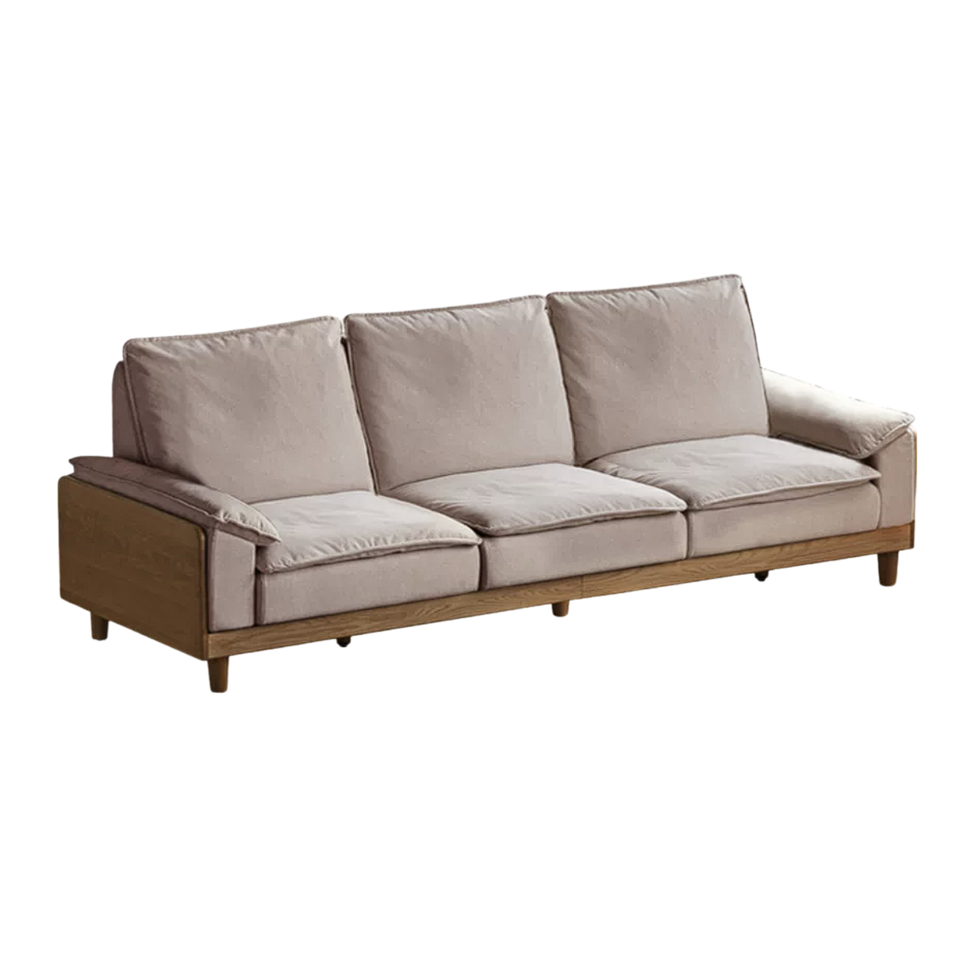 Red Oak, White Oak, Ash Solid Wood Linen Track Arm Sofa