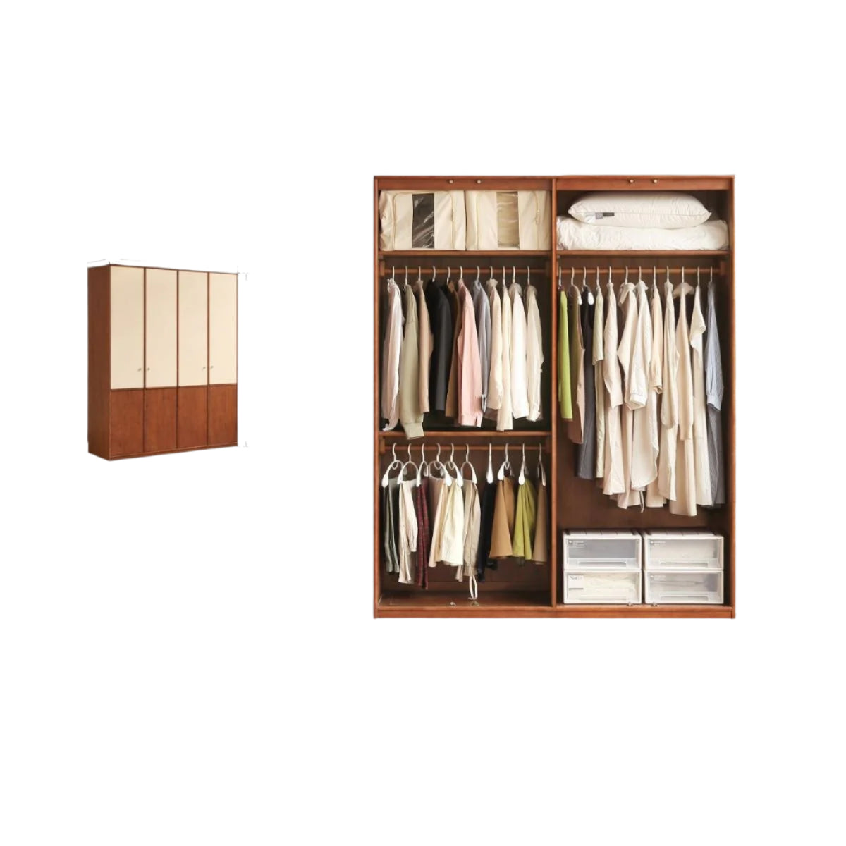 Oak Solid Wood Antique Style Wardrobe