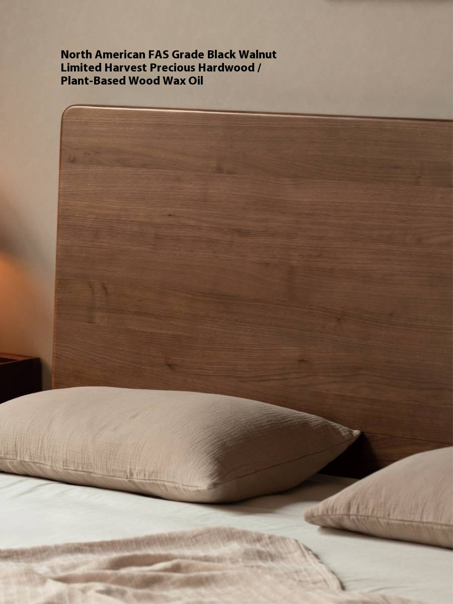 Black Walnut Solid Wood Italian Light Luxury Luminous Bed