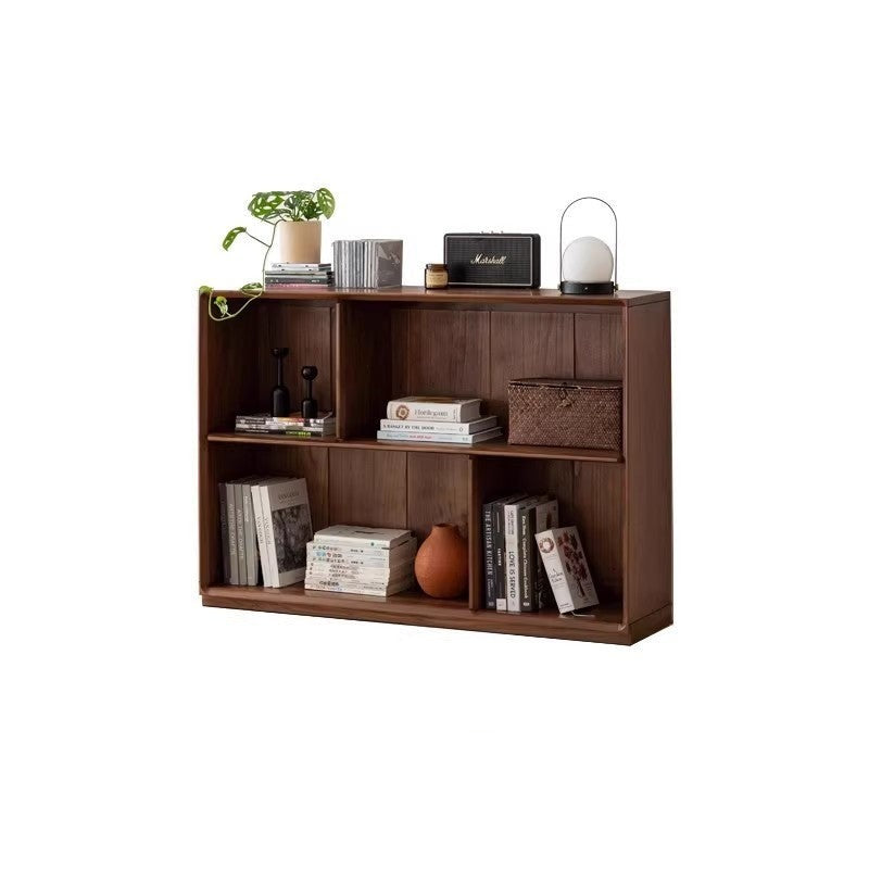 Black Walnut Solid Wood Floor-standing Low Bookcase Combination Bookshelf<