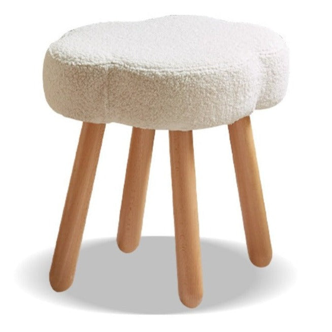 Beech solid wood lamb velvet cloud makeup stool*