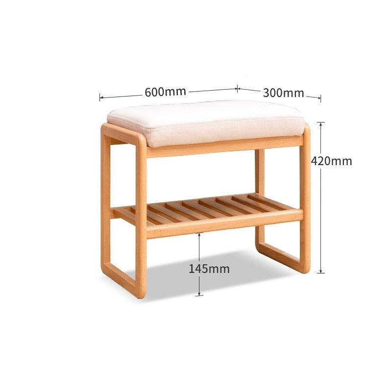 Beech solid wood shoe changing stool-