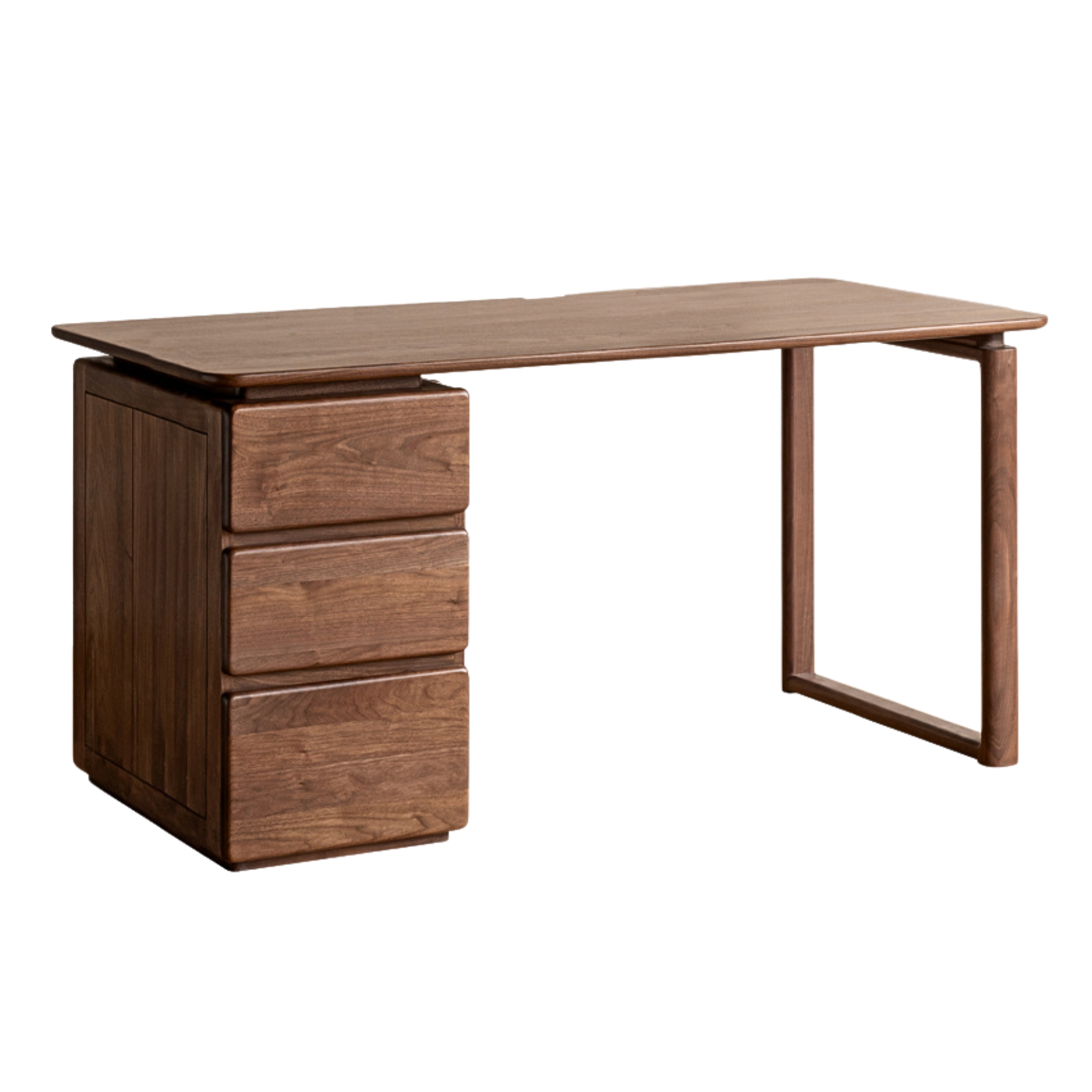 Black Walnut Solid Wood Desk with Drawers: