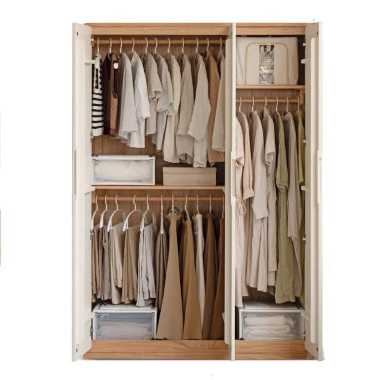 Oak Solid Wood Log Cream Style Wardrobe