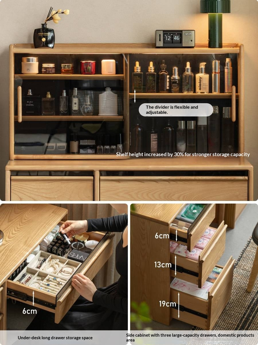 Ash Solid Wood Modern Multifunctional Vanity Table