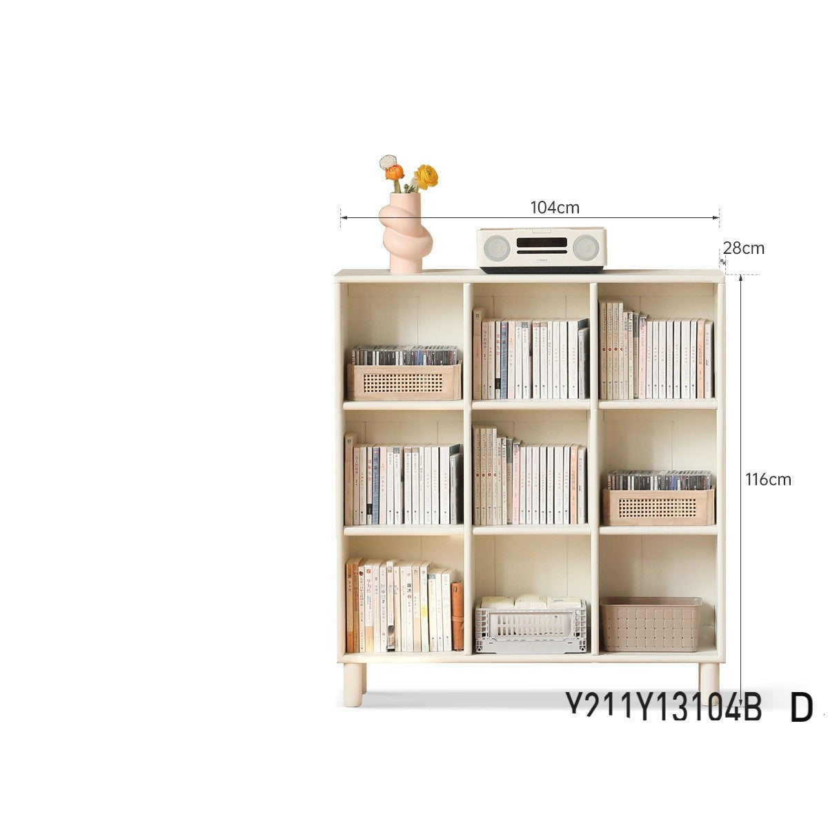 Poplar Solid Wood Bookcase Free Combination Cream Style<