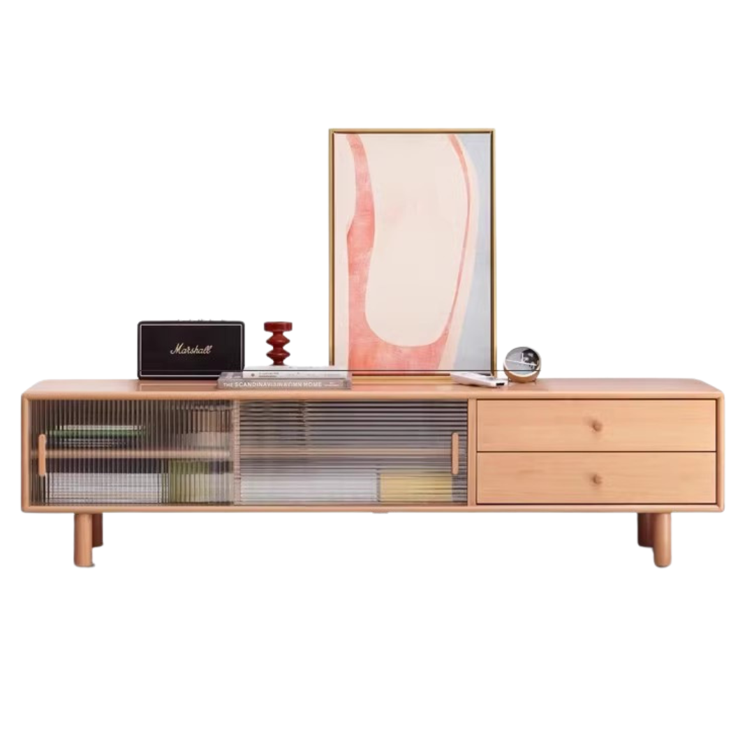 European Beech solid wood TV cabinet: