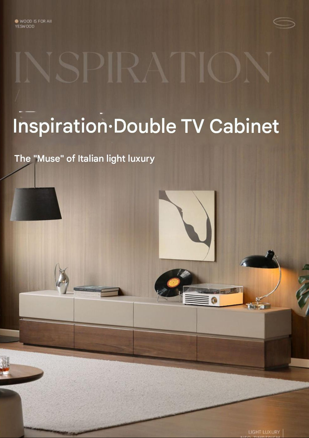 Black Walnut Solid Wood Italian Light Luxury Floor TV Cabinet