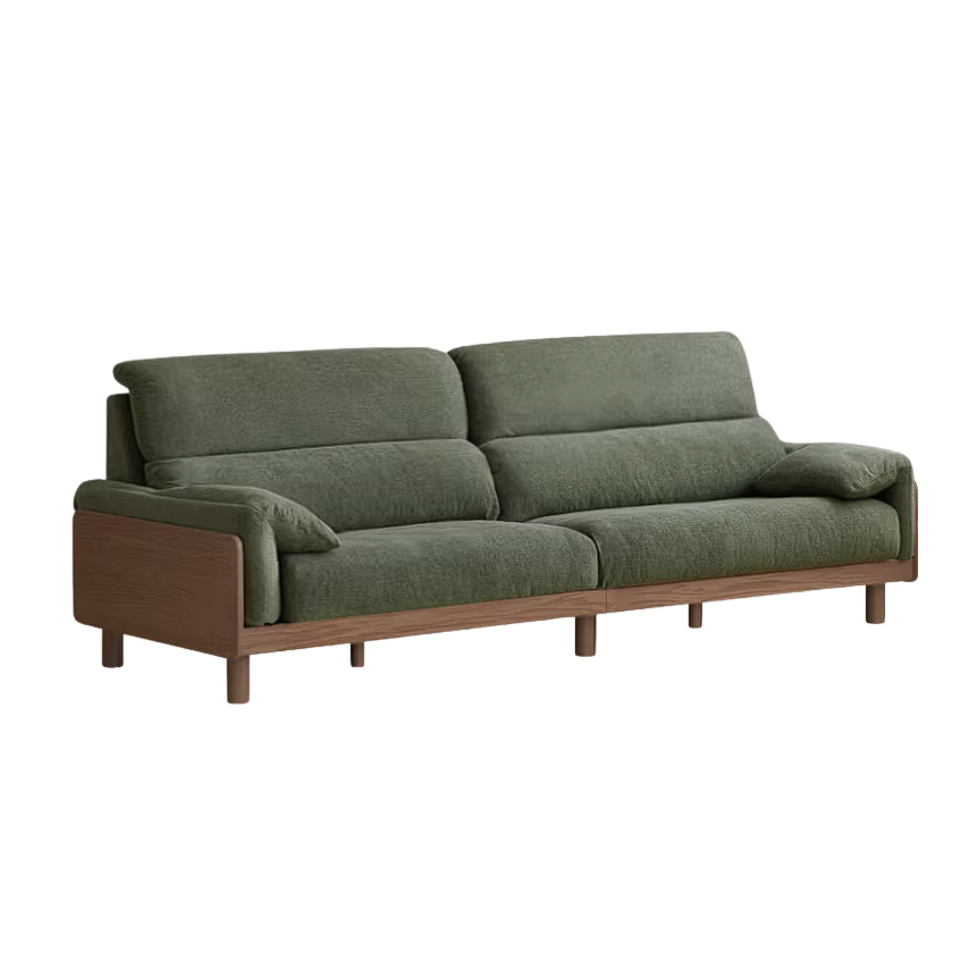 Ash Solid Wood Linen Sofa with Exposed Wood Base