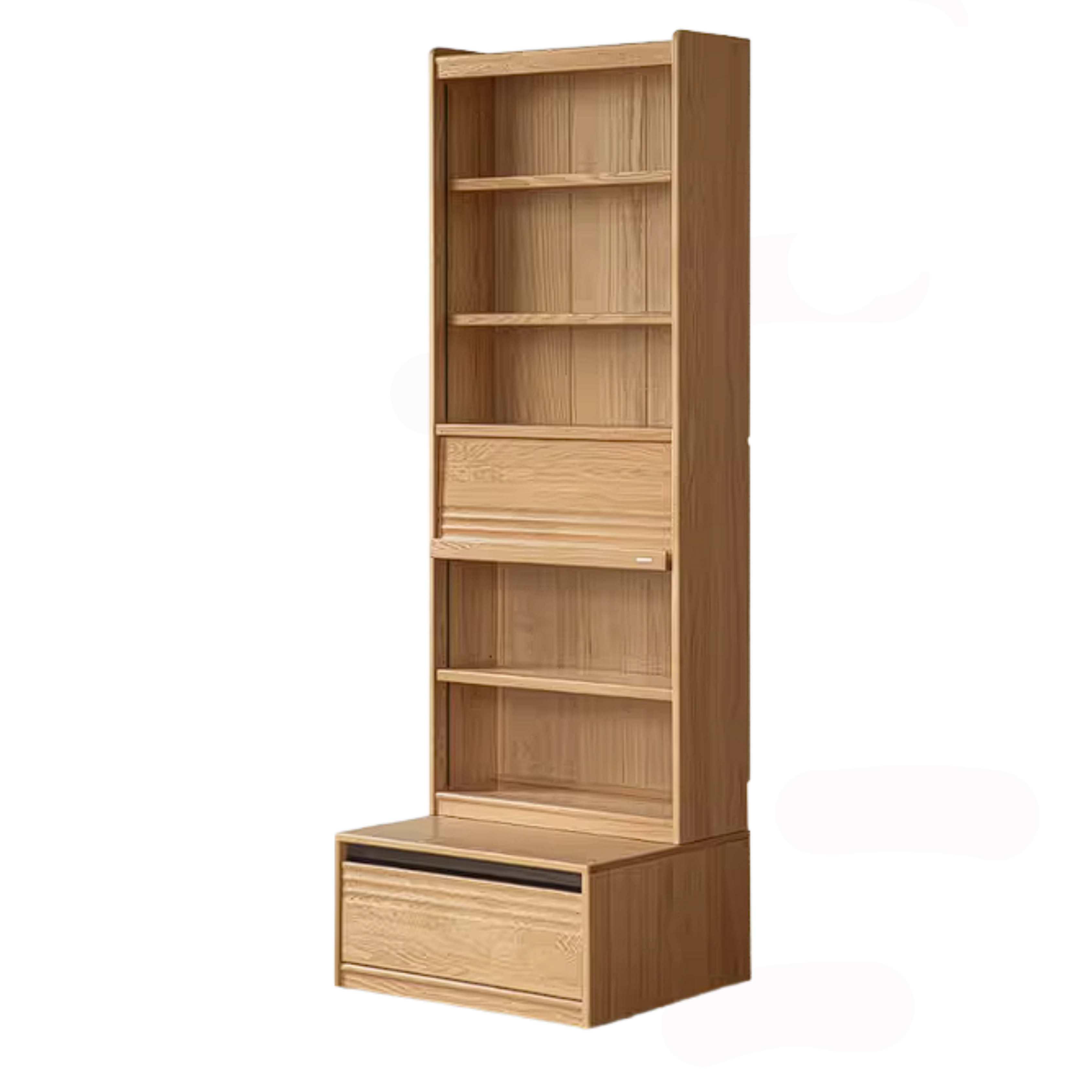 Oak Solid Wood Bookshelf with Integrated Booth Seating