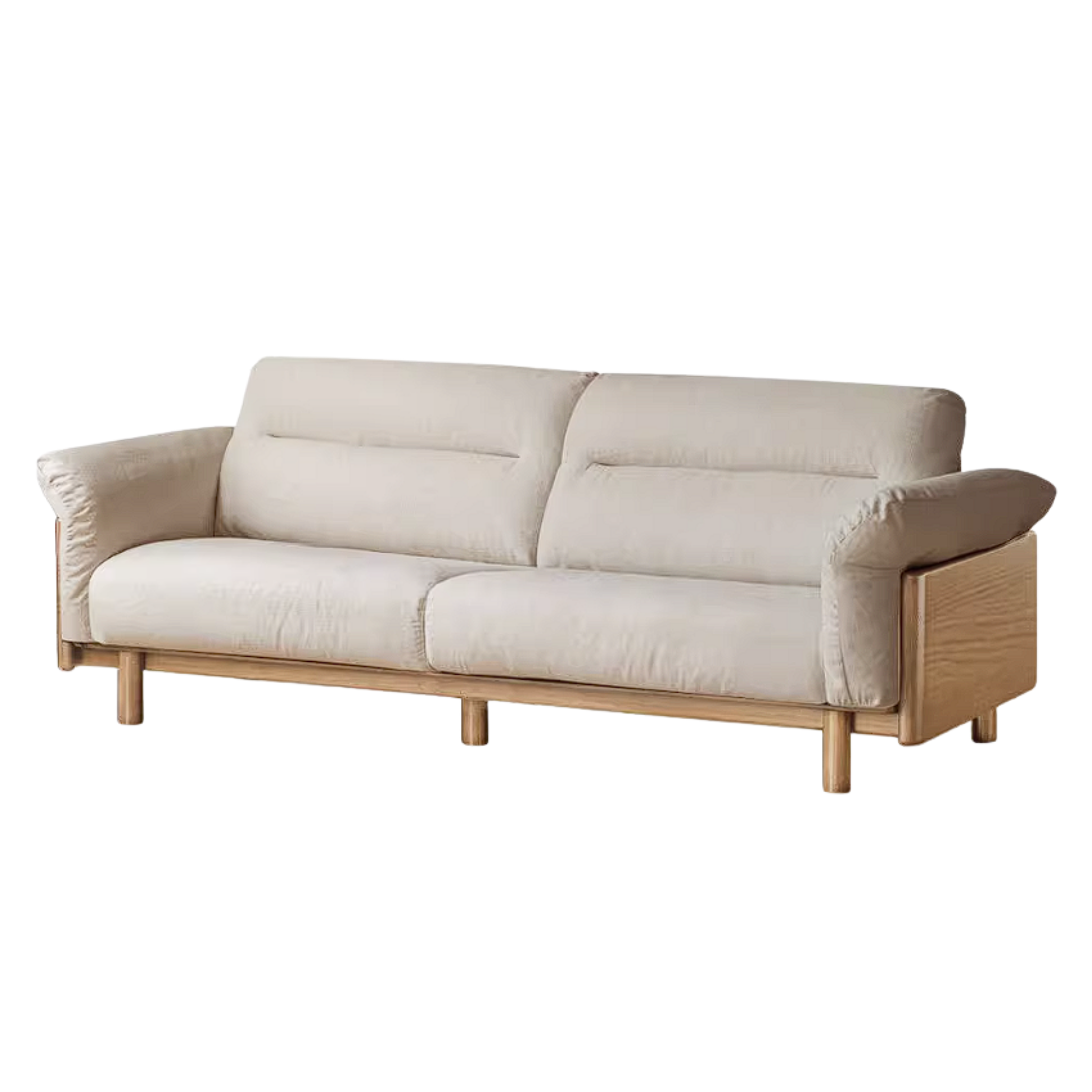 Oak Solid Wood Sofa with Wide Track Arms Genuine leather, fabric, removable and washable