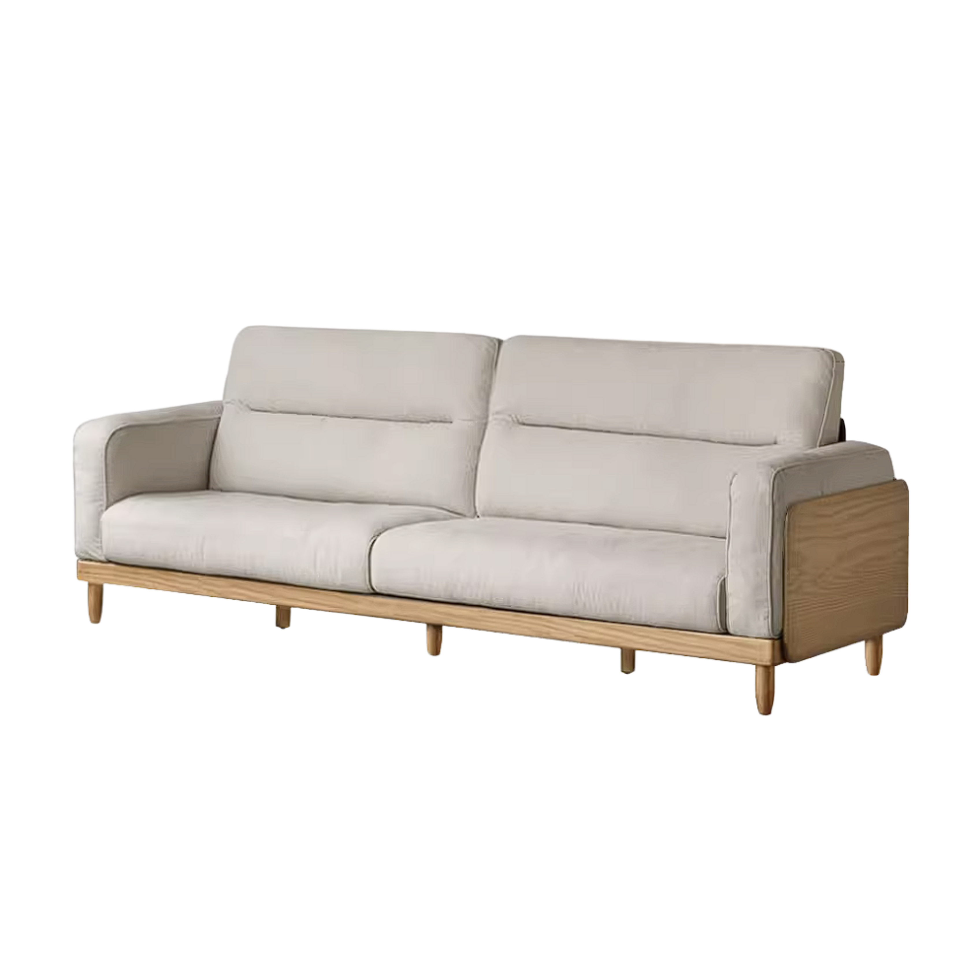 Oak, Ash Solid Wood Sofa with Exposed Wood Frame Arms