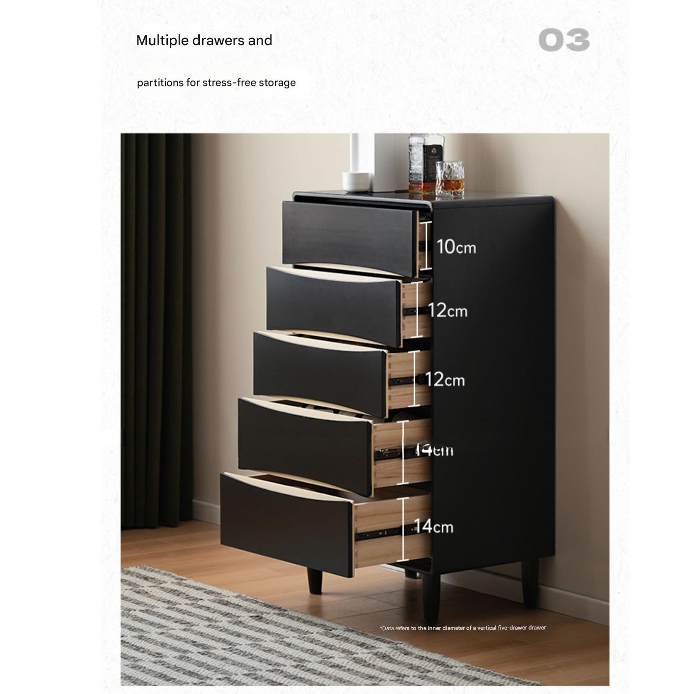 Rubber Solid Wood Modern Drawer Cabinet