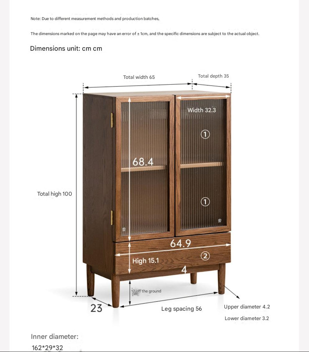 Oak, Solid Rubberwood Modern Side Cabinet.