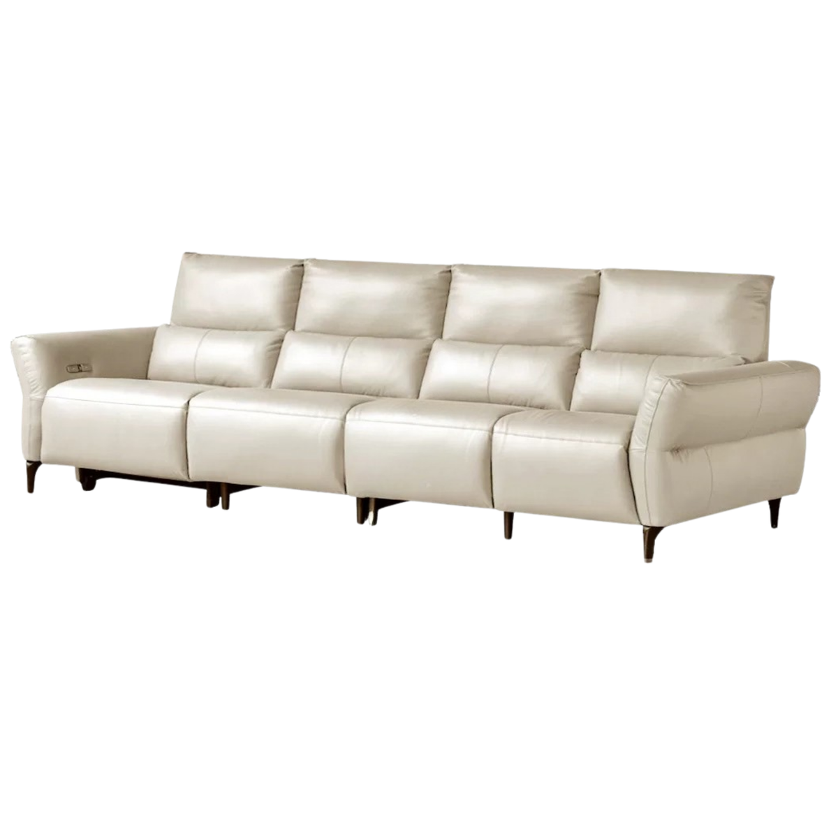 Genuine Leather Power Reclining Sofa with High Back, Single or Dual Power Recliners & USB Charging
