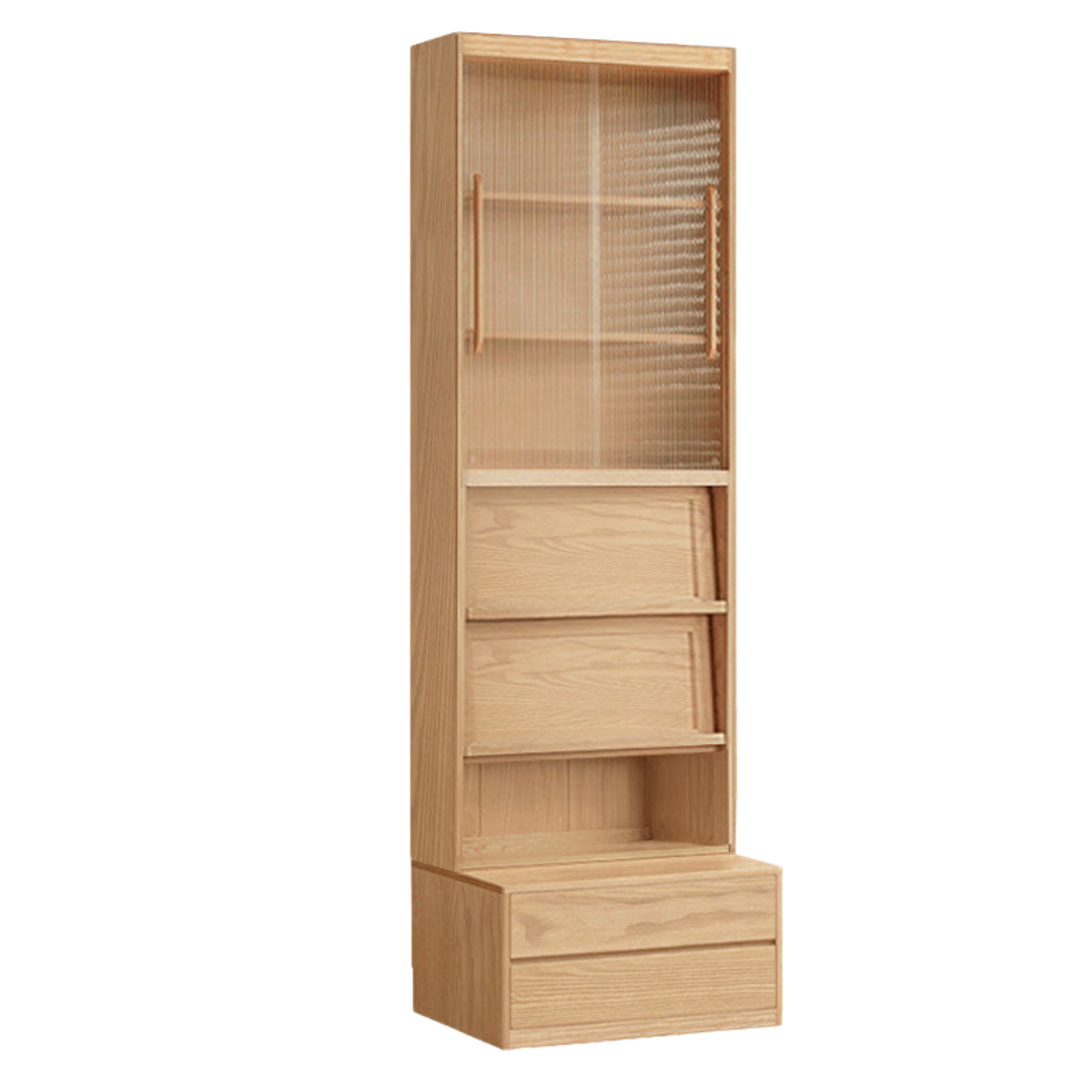 Ash, Oak Solid Wood Modern Combination Bookcase Integrated Card Seat