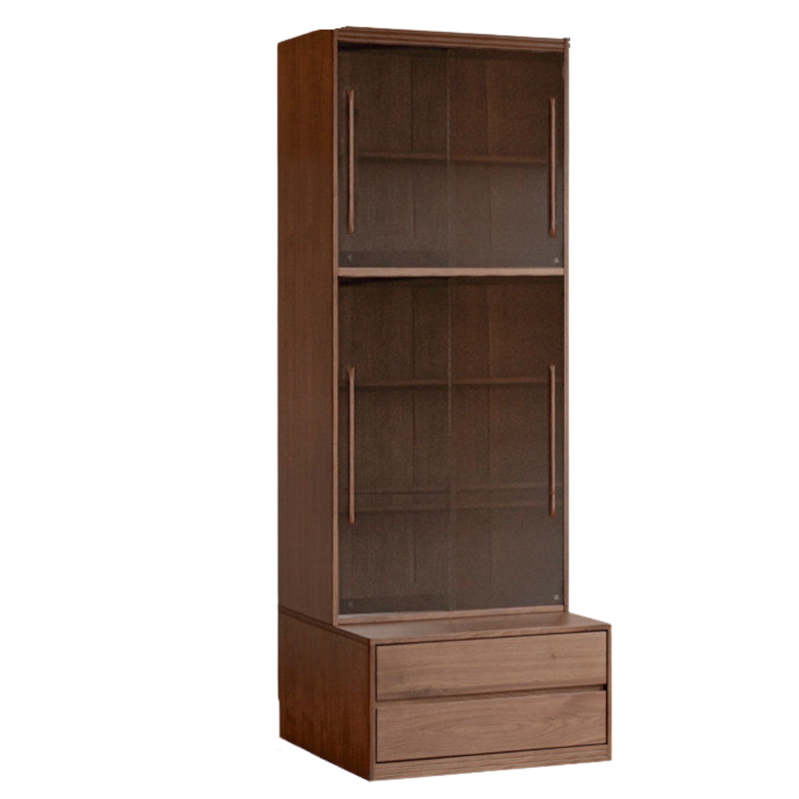 Solid Longan Hardwood, Ash Solid Wood Bookcase with Floor-to-Deck and Wall-Mounted Display Cabinet