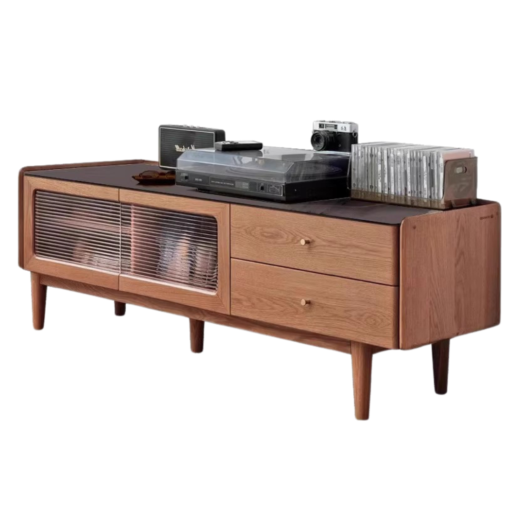 Ash Solid Wood TV Stand Rock Slab-