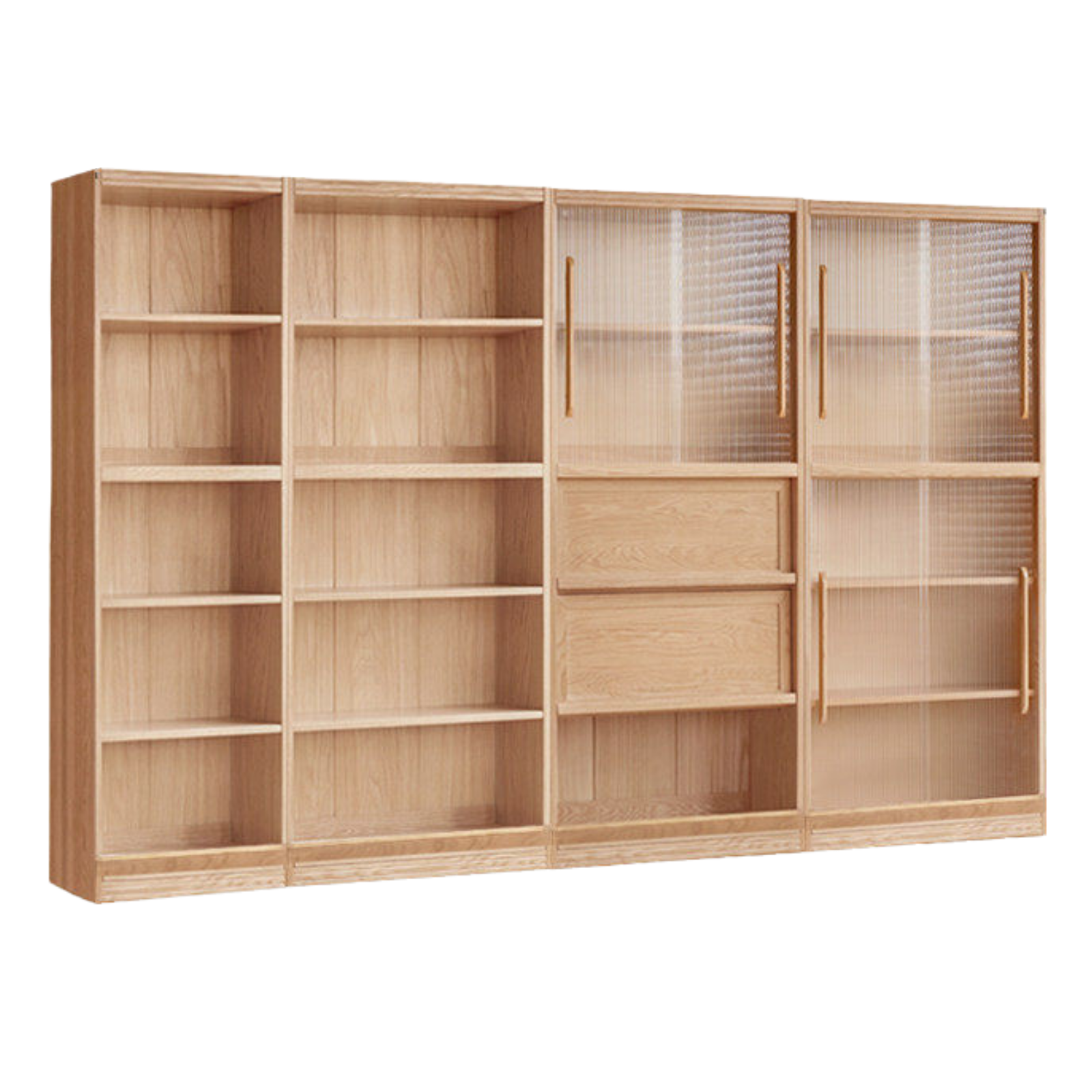Ash Solid Wood Wall-Mounted Bookcase with Integrated Study Shelf