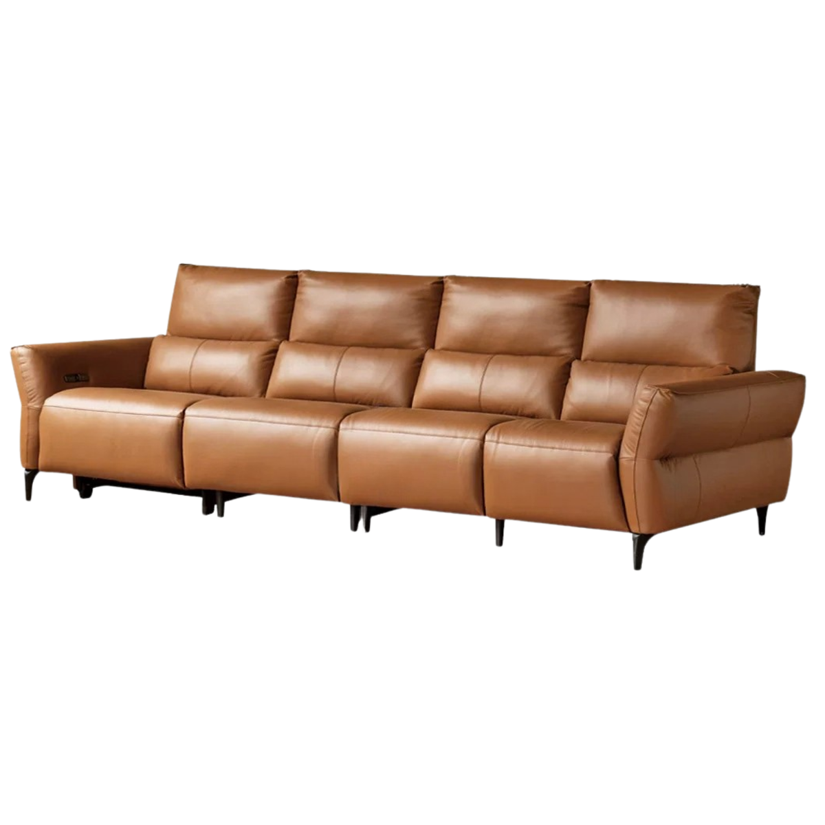 Genuine Leather Power Reclining Sofa with High Back, Single or Dual Power Recliners & USB Charging