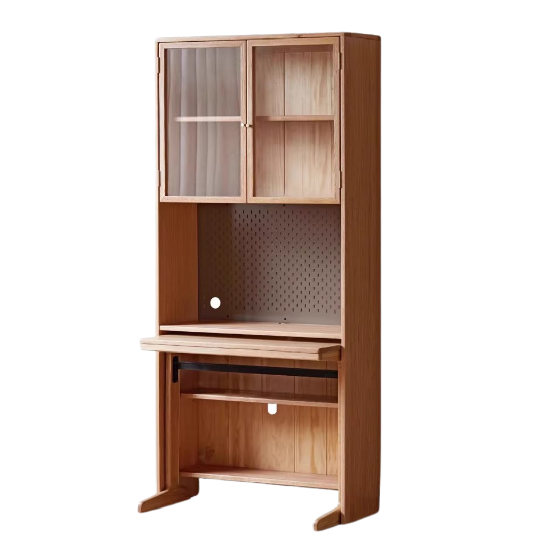 Oak solid wood desk bookshelf integrated hole board bookcase