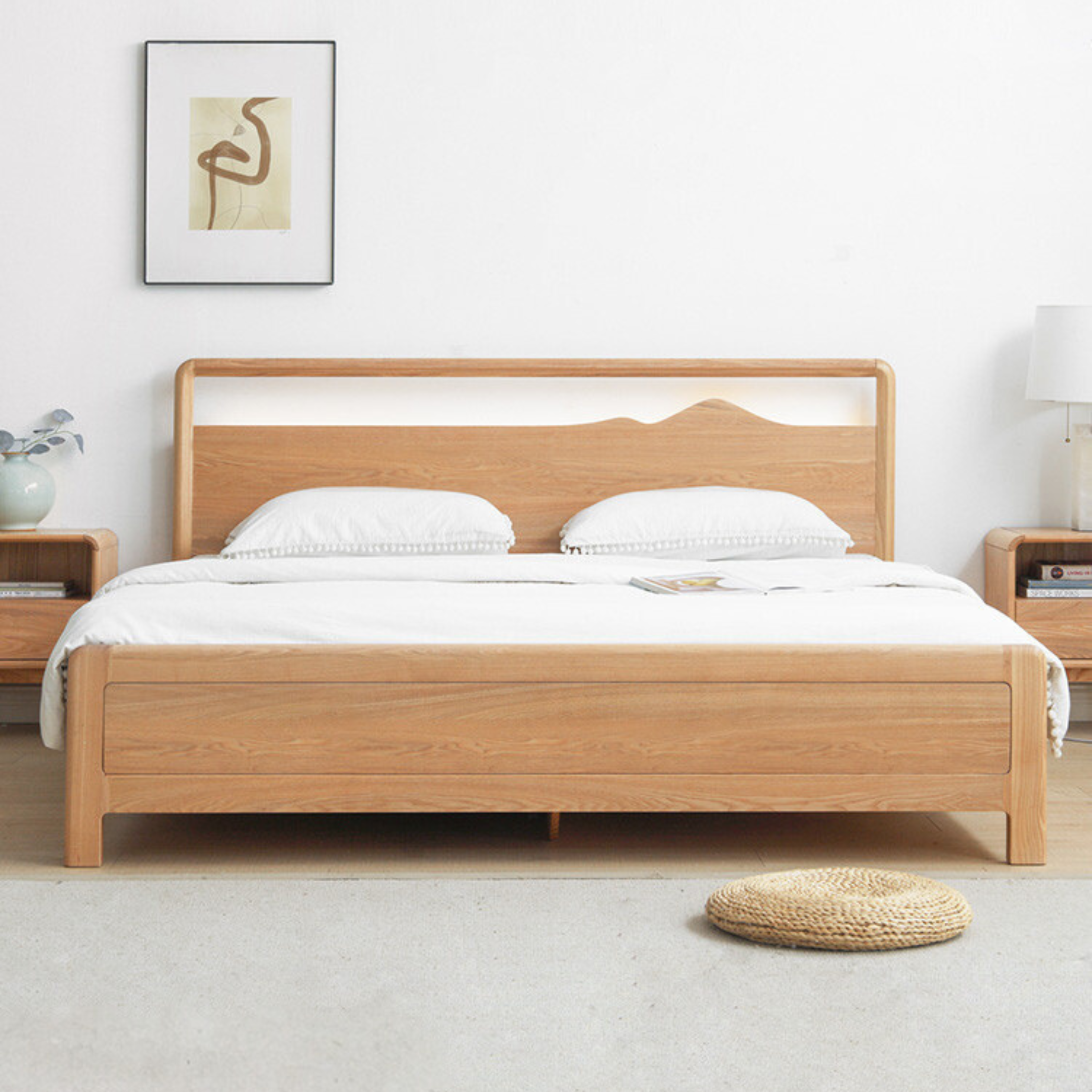 Ash solid wood box bed modern simple<