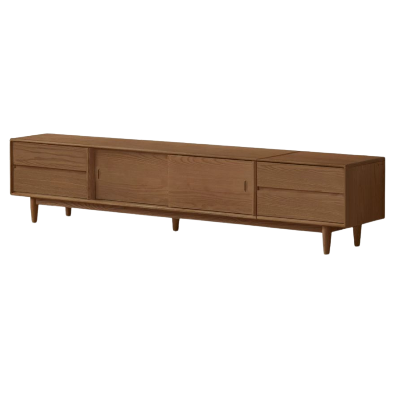 Black Walnut, Ash Solid Wood, Solid Longan Hardwood TV Cabinet with Sliding Door Storage