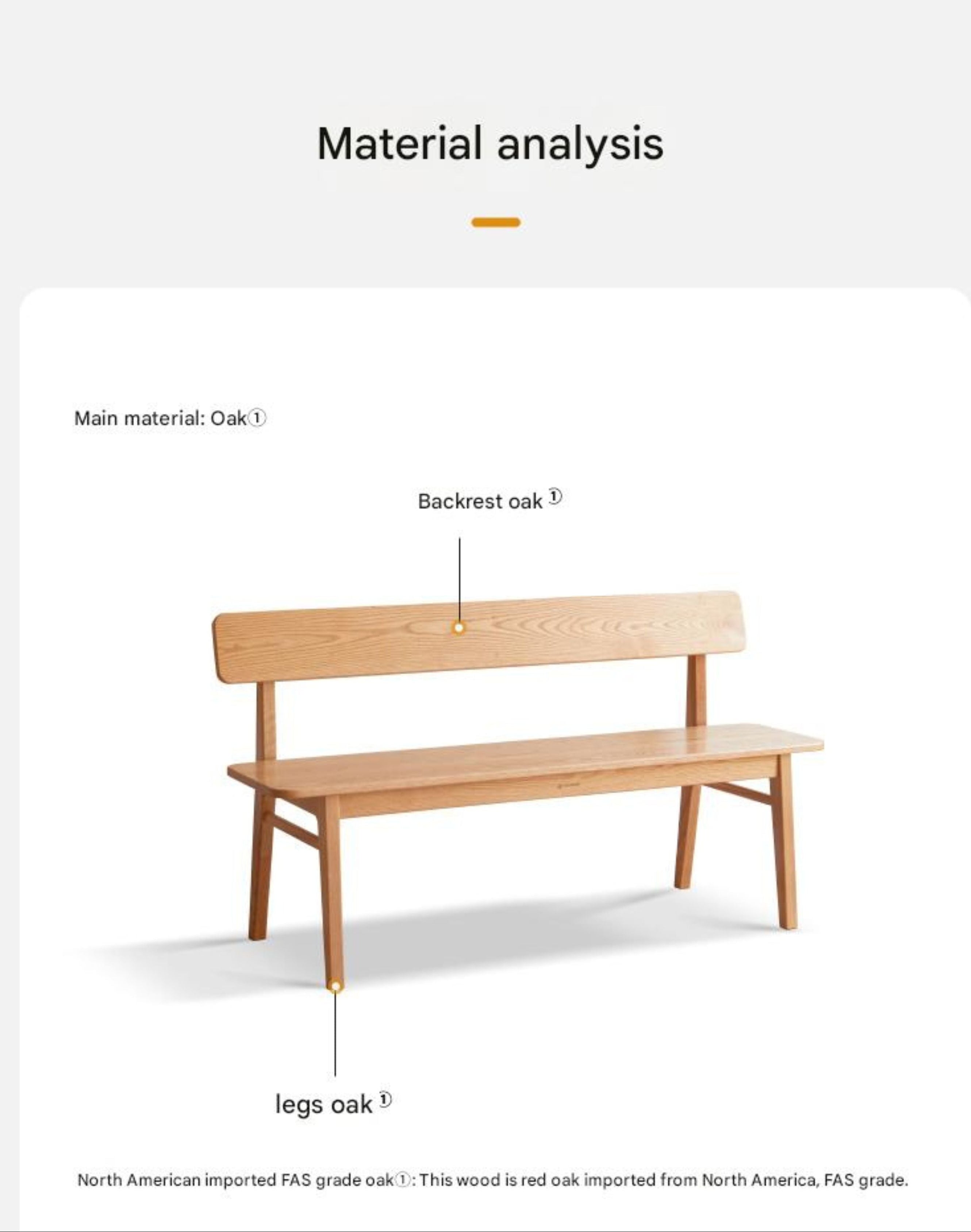 Oak Solid Wood Nordic Long Bench