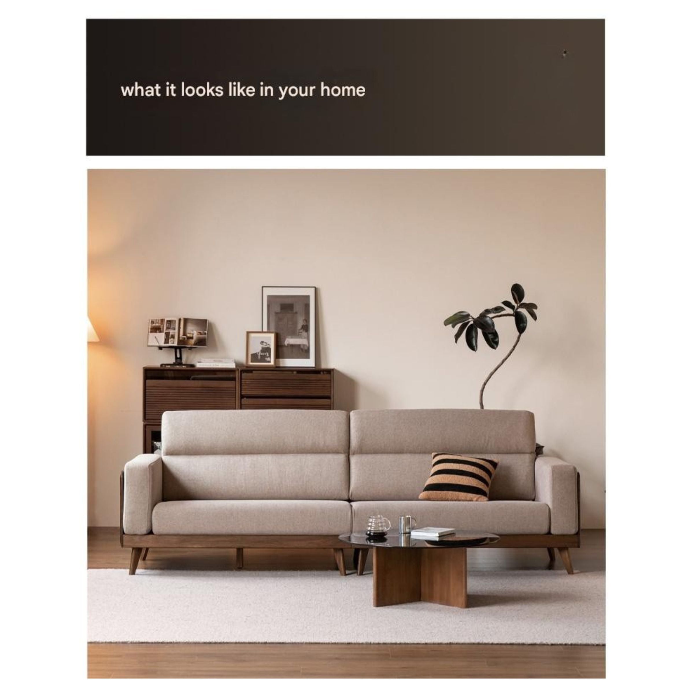 Black Walnut Solid Wood fabric sofa high back