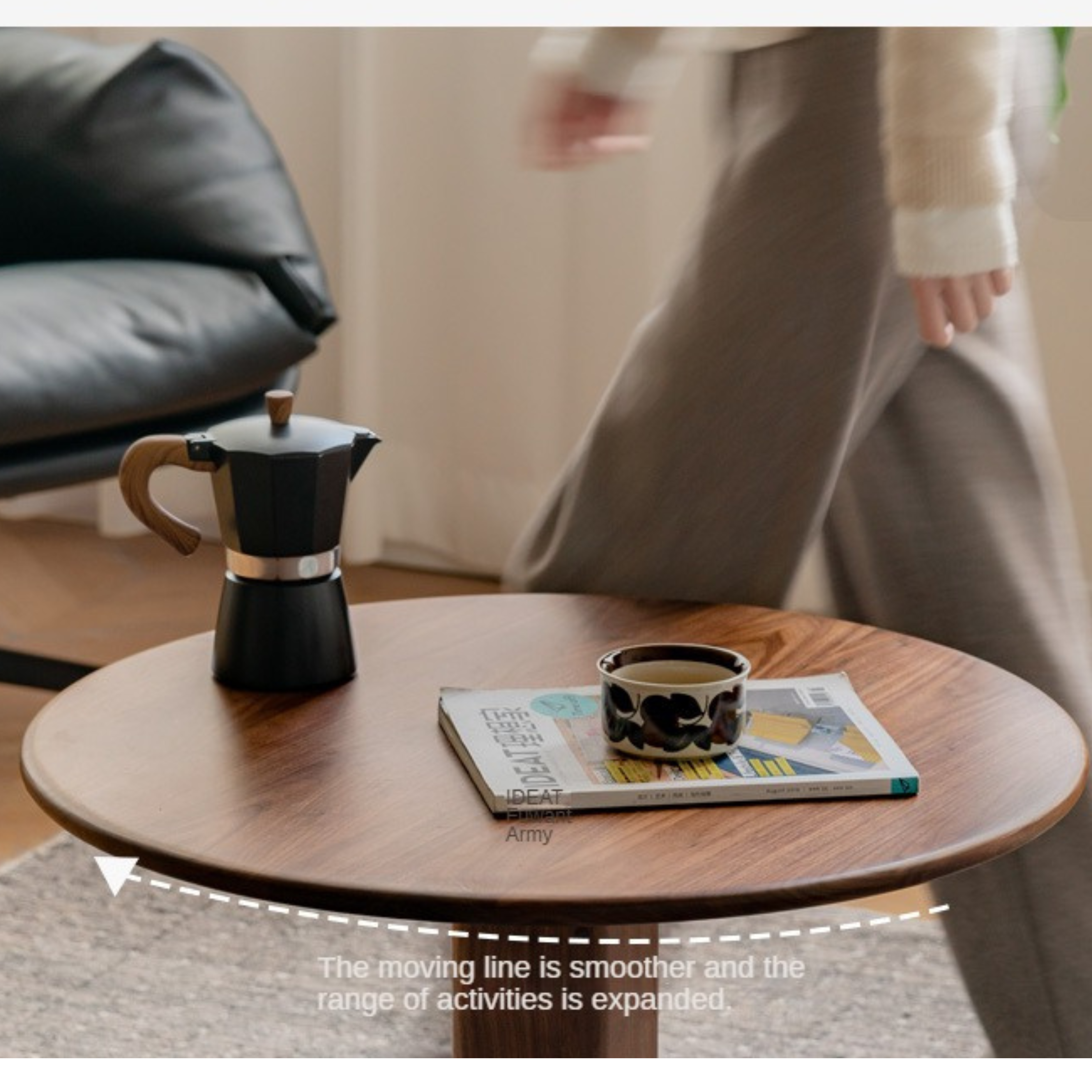 Black Walnut Round Solid Wood Coffee Table