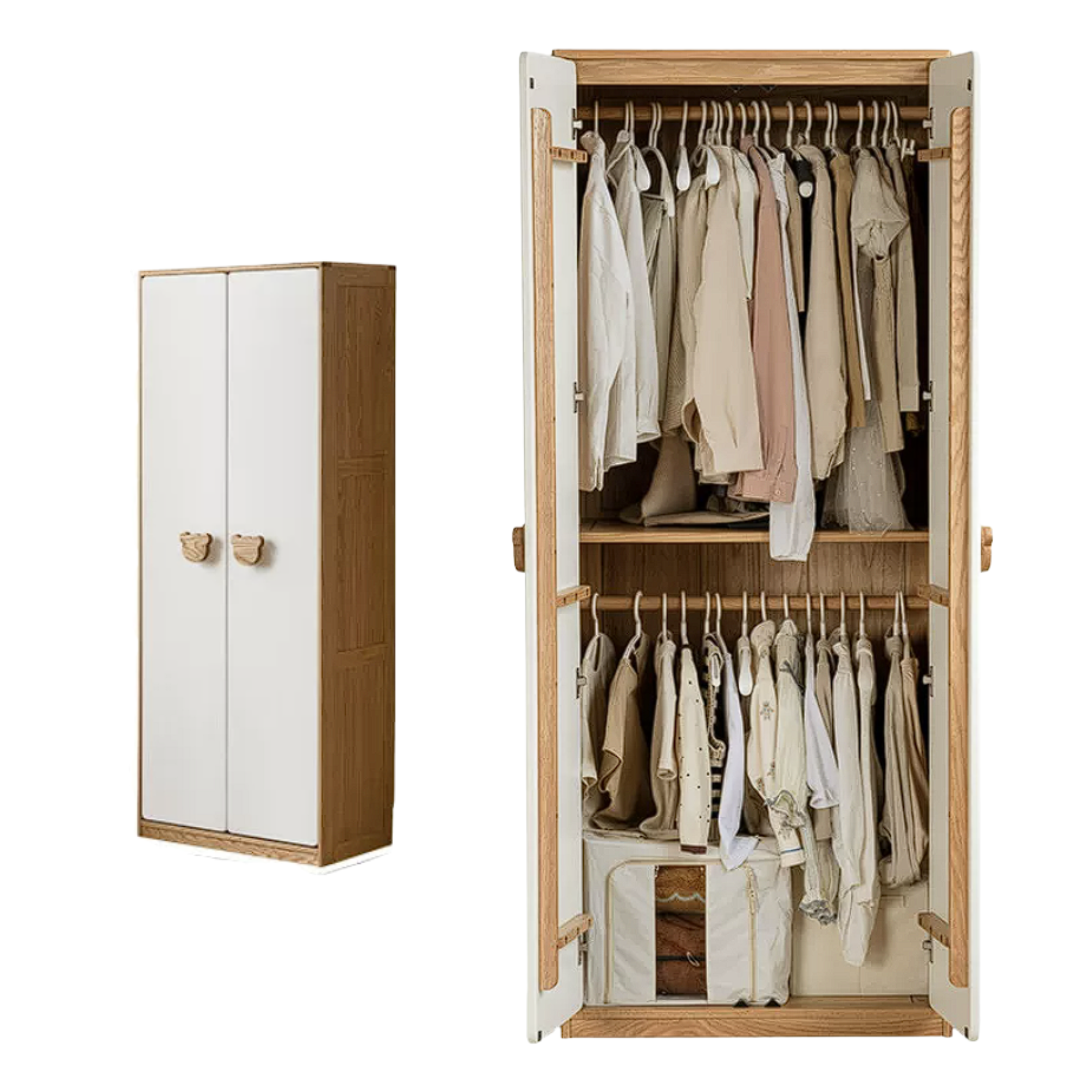 Oak Solid Wood Kids Wardrobe Combination