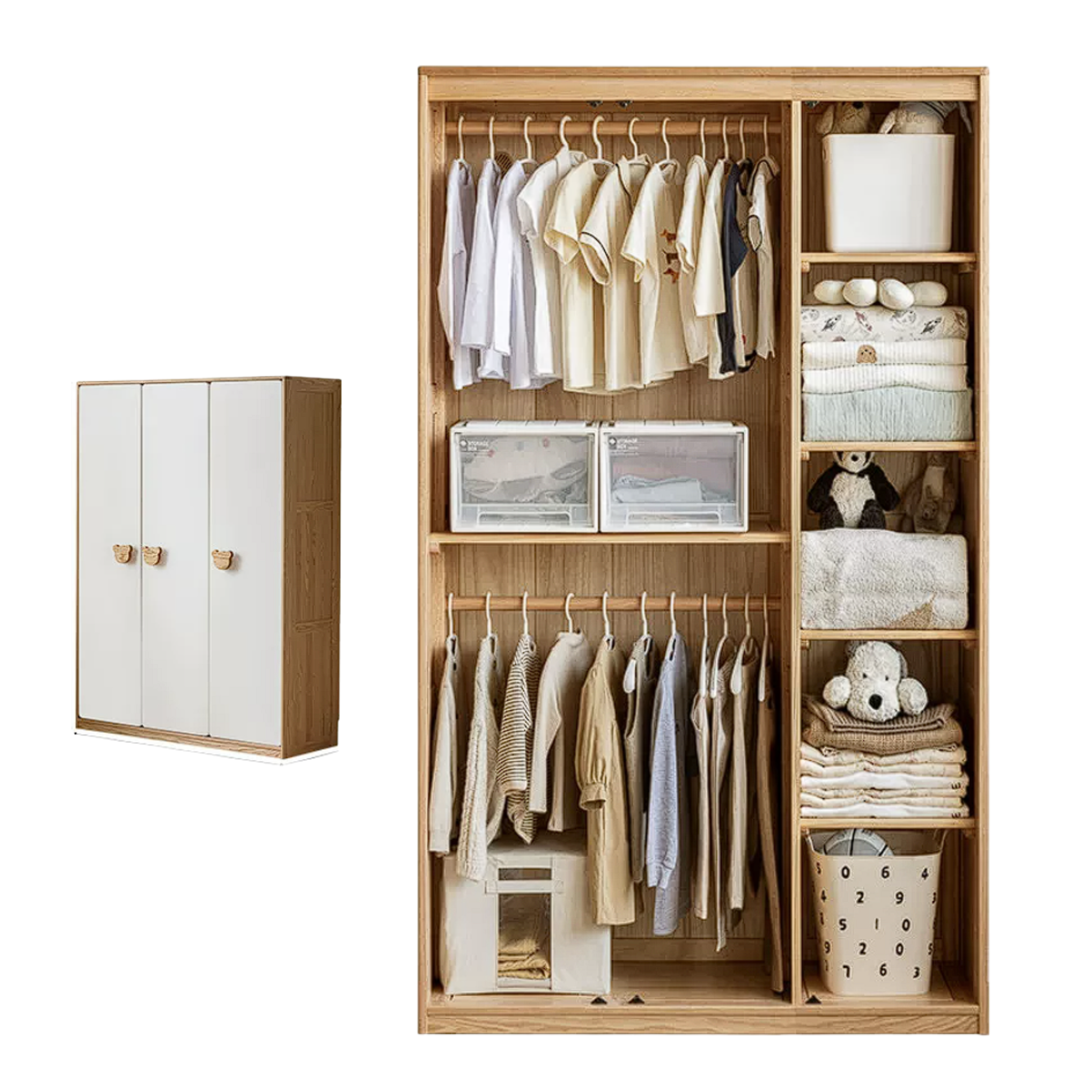 Oak Solid Wood Kids Wardrobe Combination