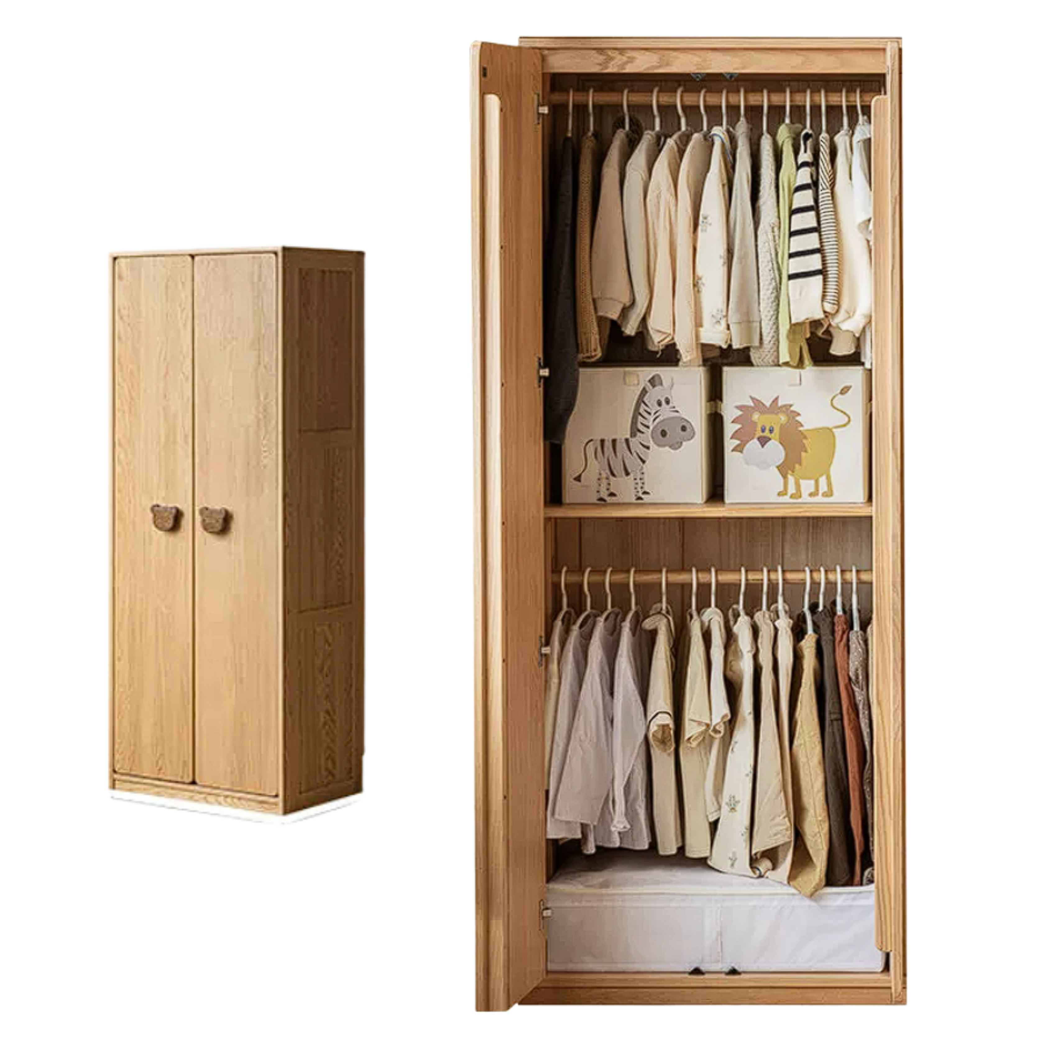 Oak Solid Wood Kids Wardrobe Combination