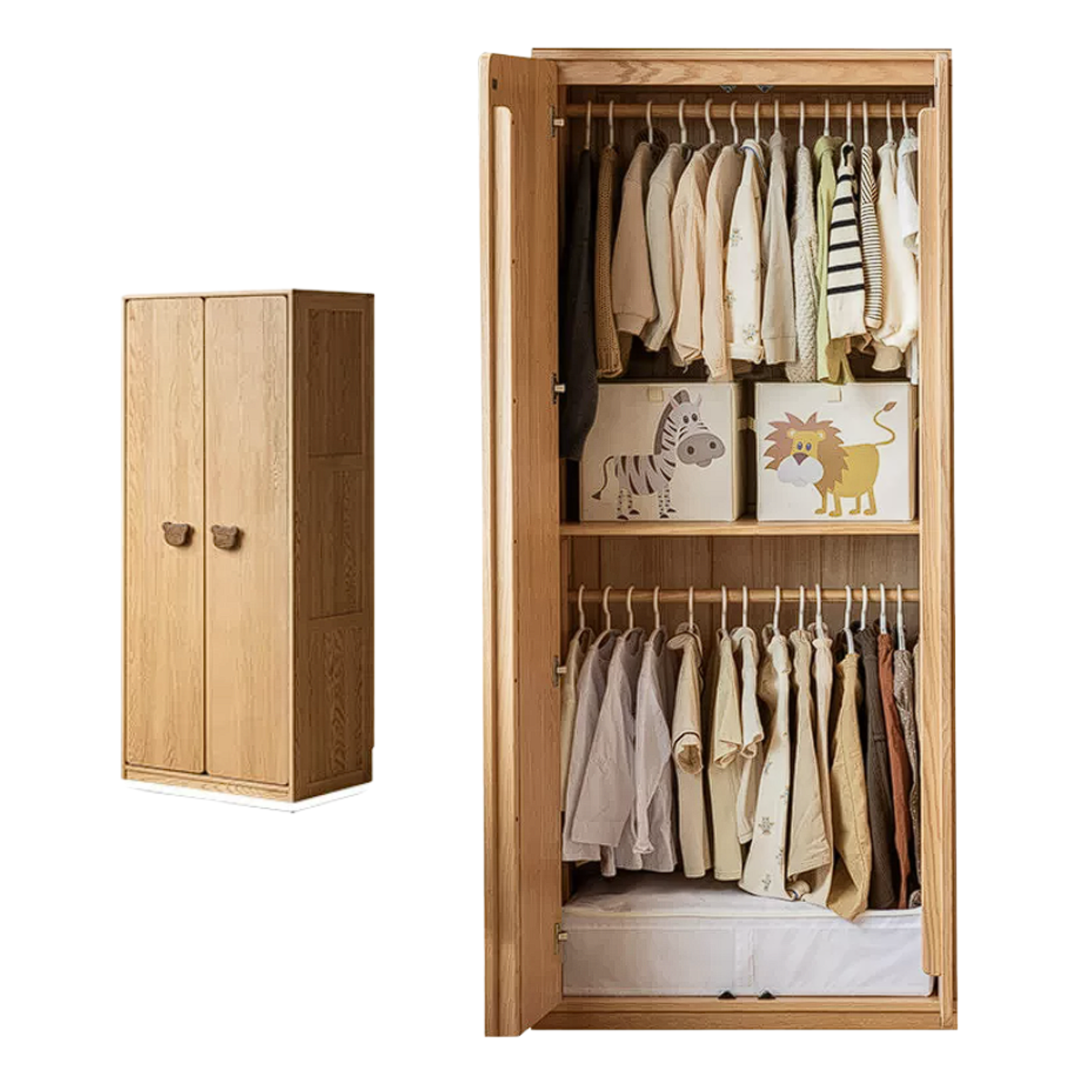 Oak Solid Wood Kids Wardrobe Combination