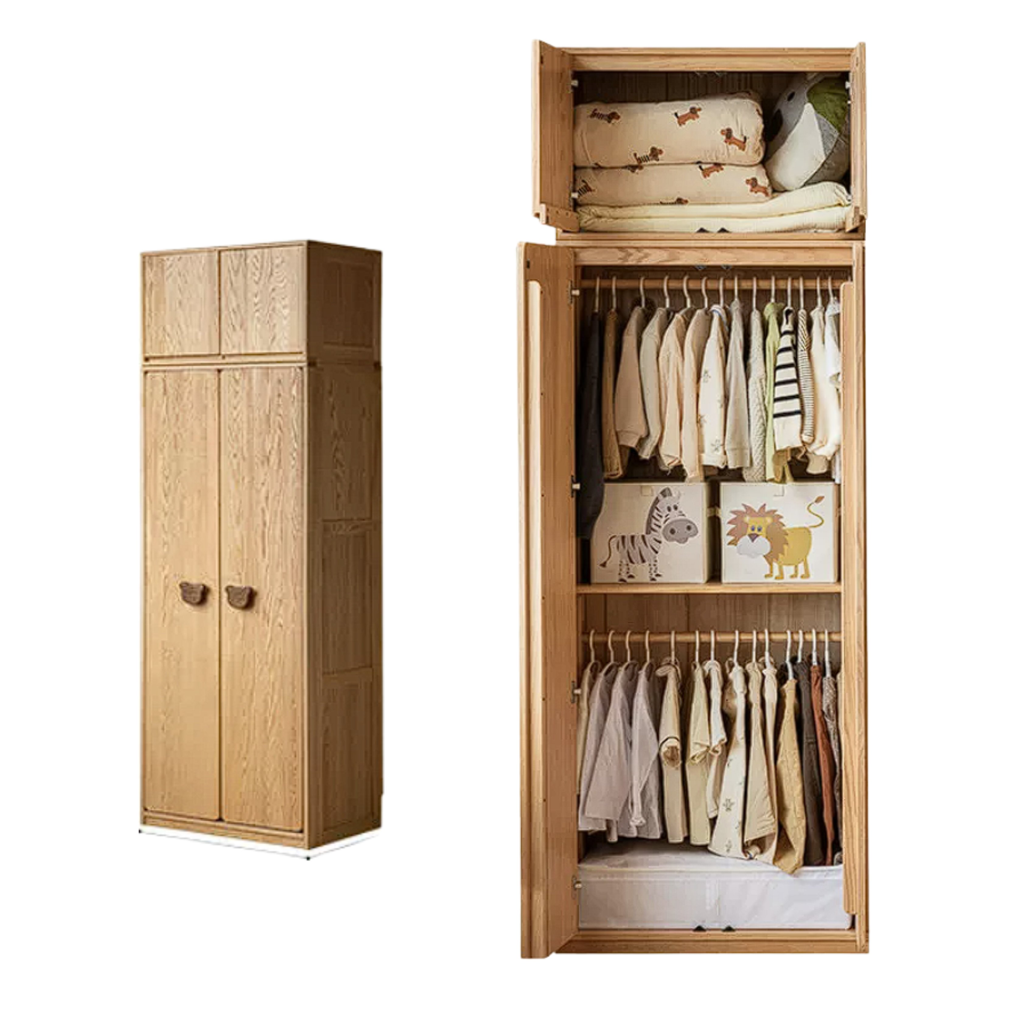 Oak Solid Wood Kids Wardrobe Combination