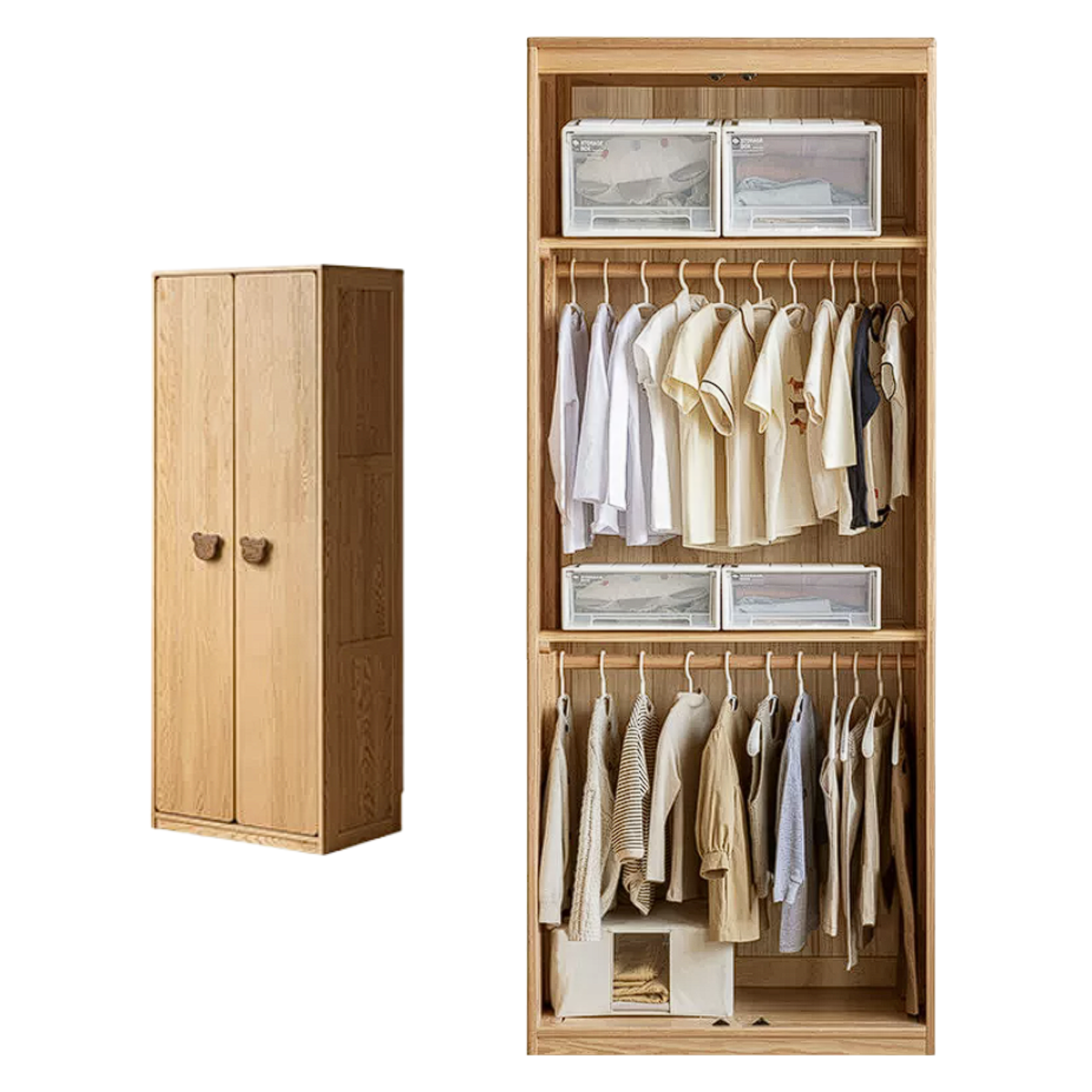 Oak Solid Wood Kids Wardrobe Combination