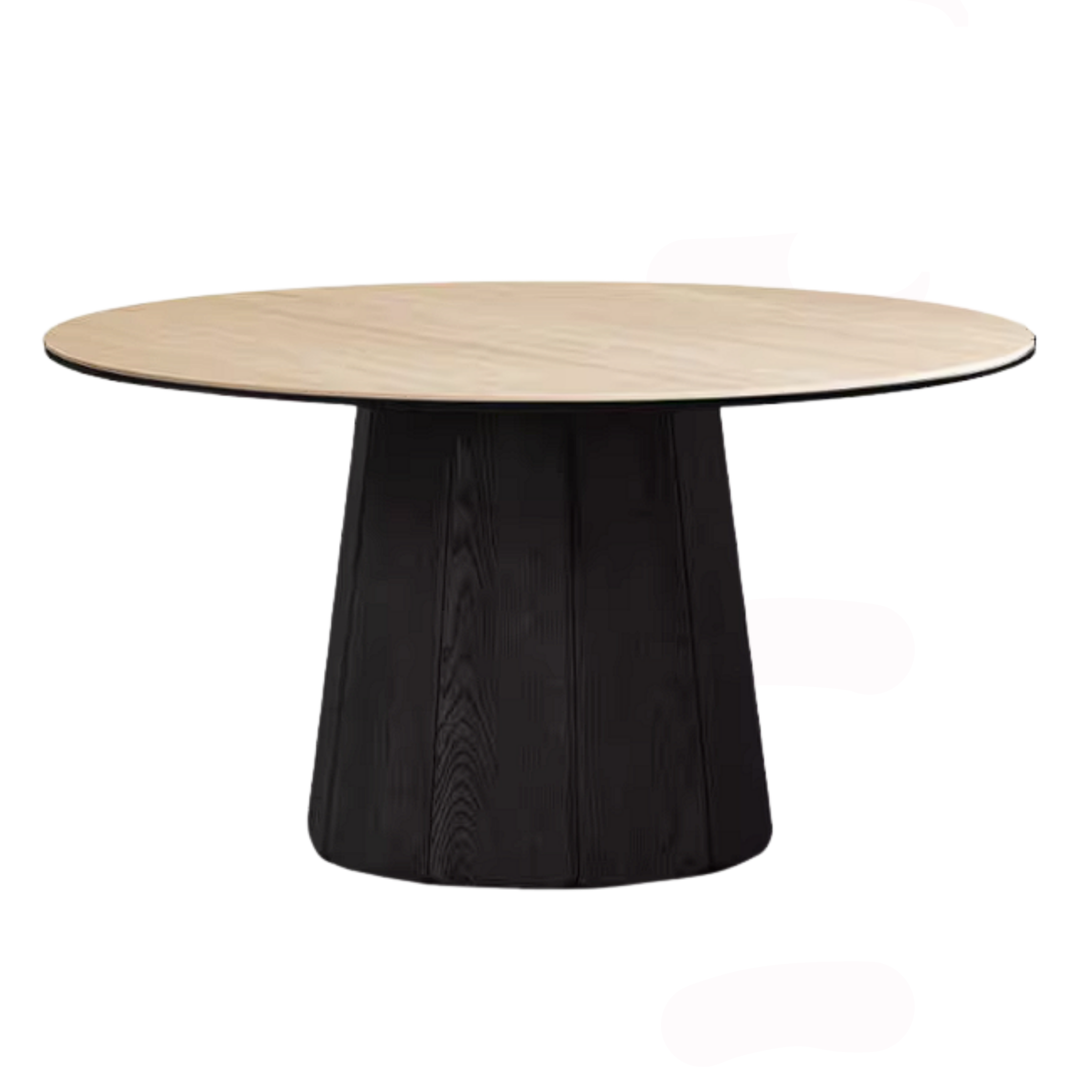 Ash Solid Wood Dining Table with Slate Top, Mid Century Round Design