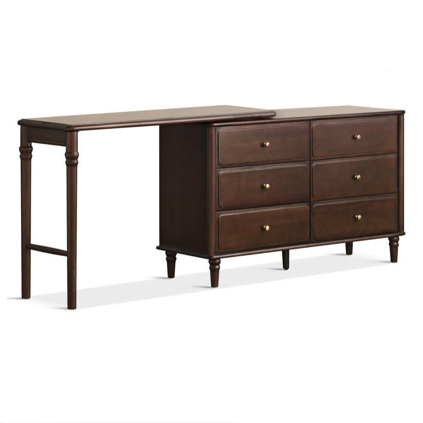 Poplar Solid Wood American Retro Retractable Dressing Table